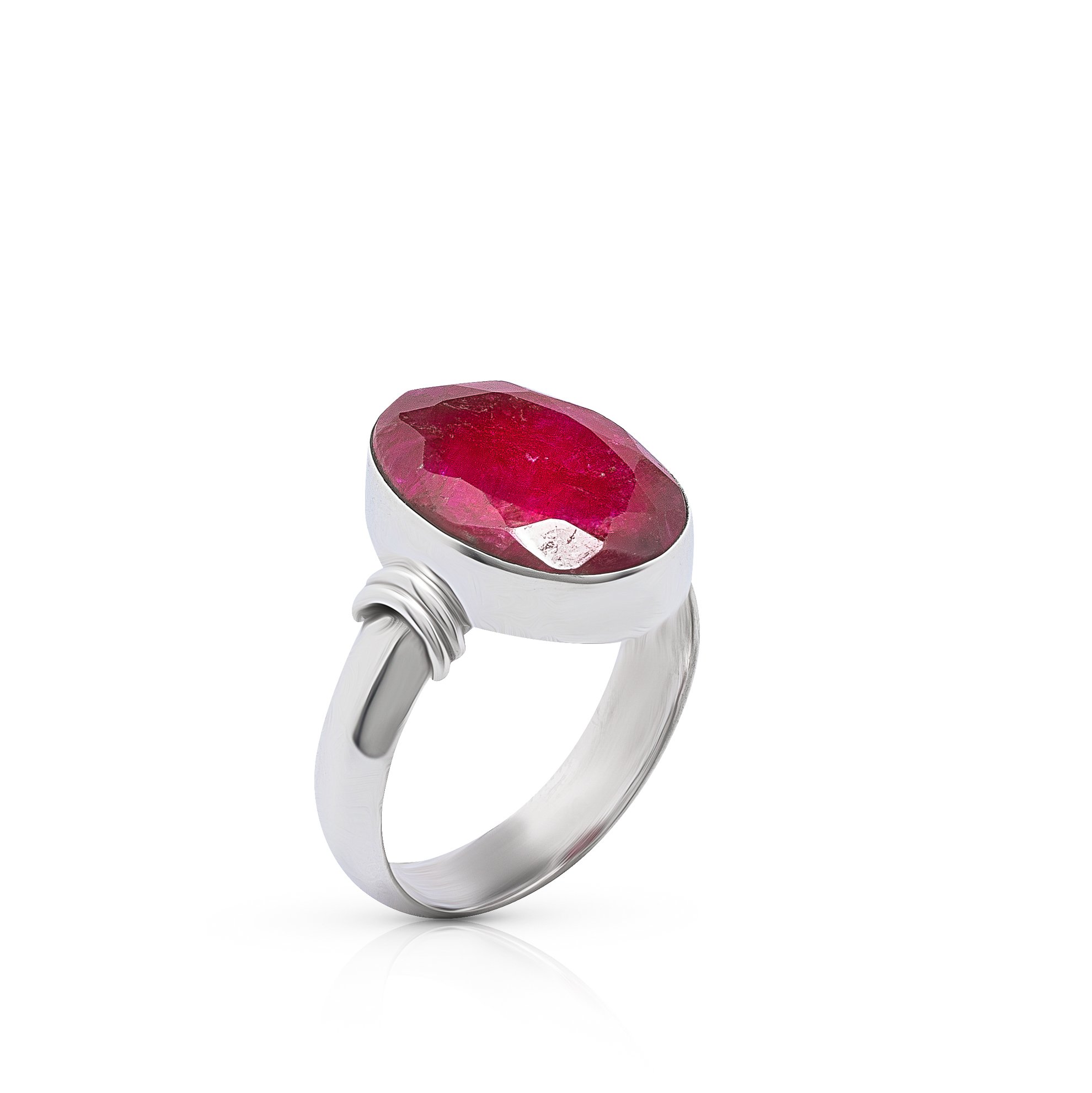925 Sterling Silver Oval Created Ruby Ring - Boho Chic Jewelry for Women | Handcrafted by Indian Artisans | Size 6-10 with Velvet Gift Box | Perfect for Weddings, Parties & Everyday Fashion Accessories