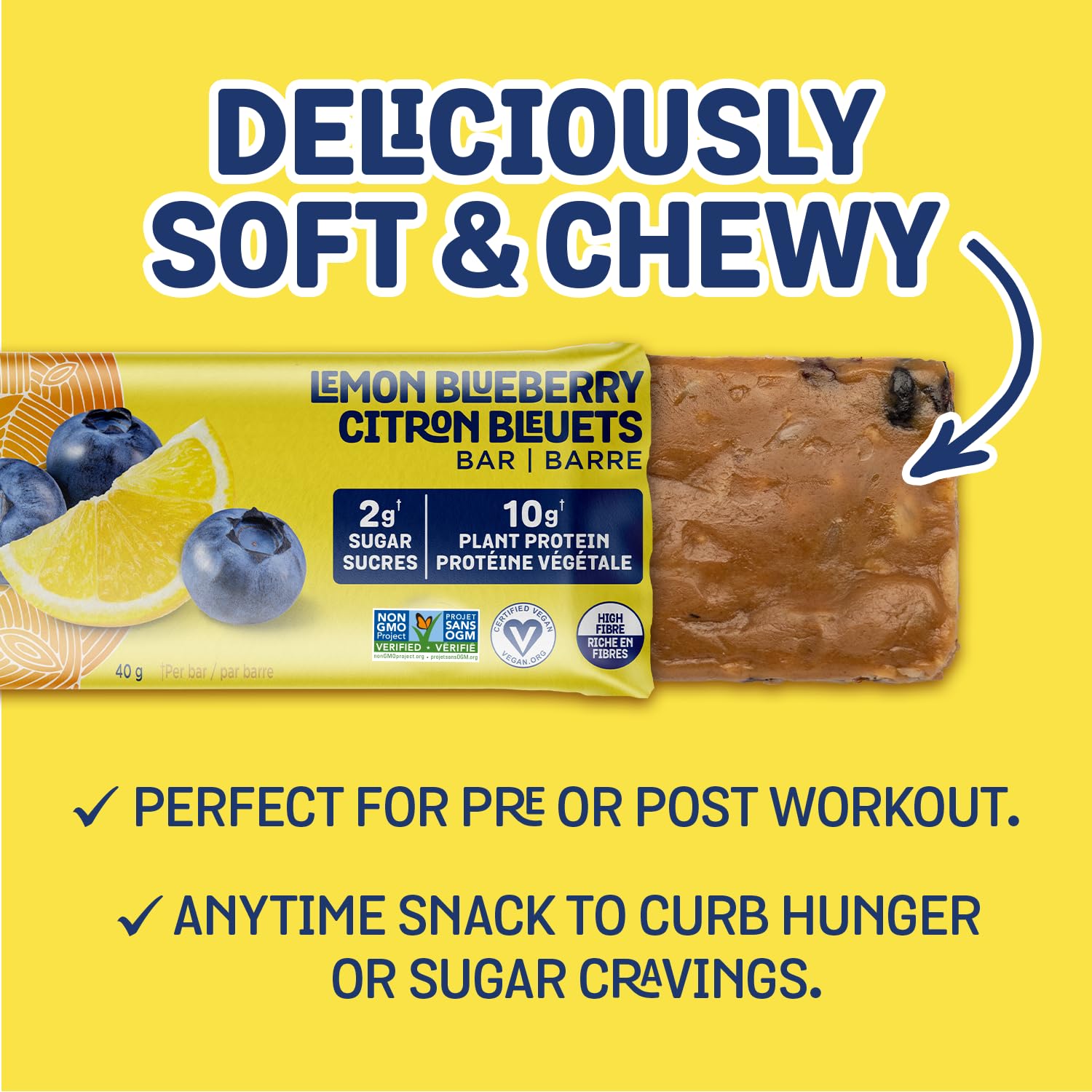Hungry Buddha Bars - Vegan Protein Bars, Low Sugar, Gluten Free, Keto Friendly, Peanut Free - Plant Based Nutrition Snacks - 12 Pack (Lemon Blueberry) - Perfect for Workouts, Hiking & Healthy On-the-Go Snacking