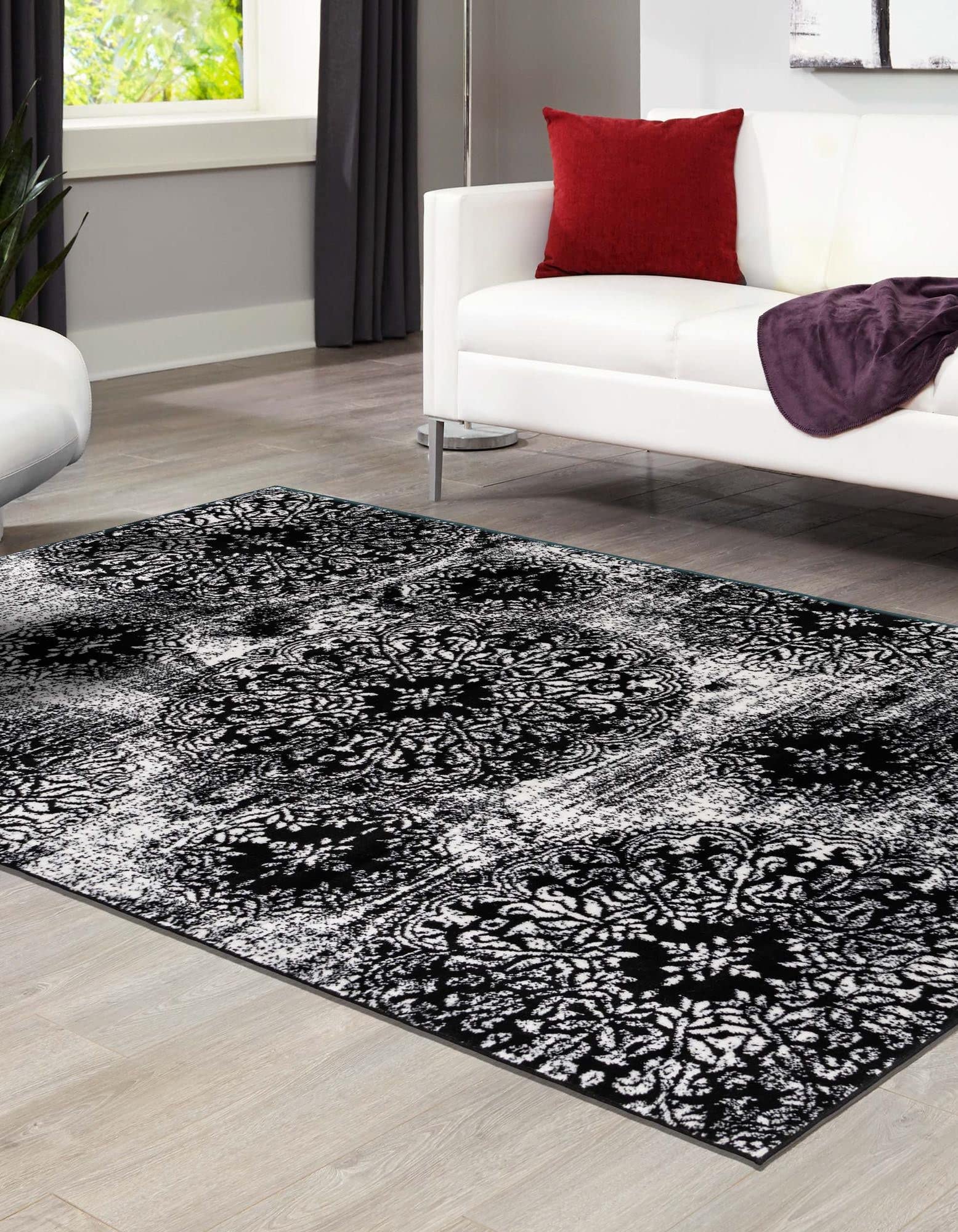 Premium Monte Carlo Collection 6' x 9' Black Area Rug - Soft Medium Pile Living Room Carpet for Home Decor, Bedroom, Dining Room & Open Floor Plans | Durable & Stylish Modern Floor Covering