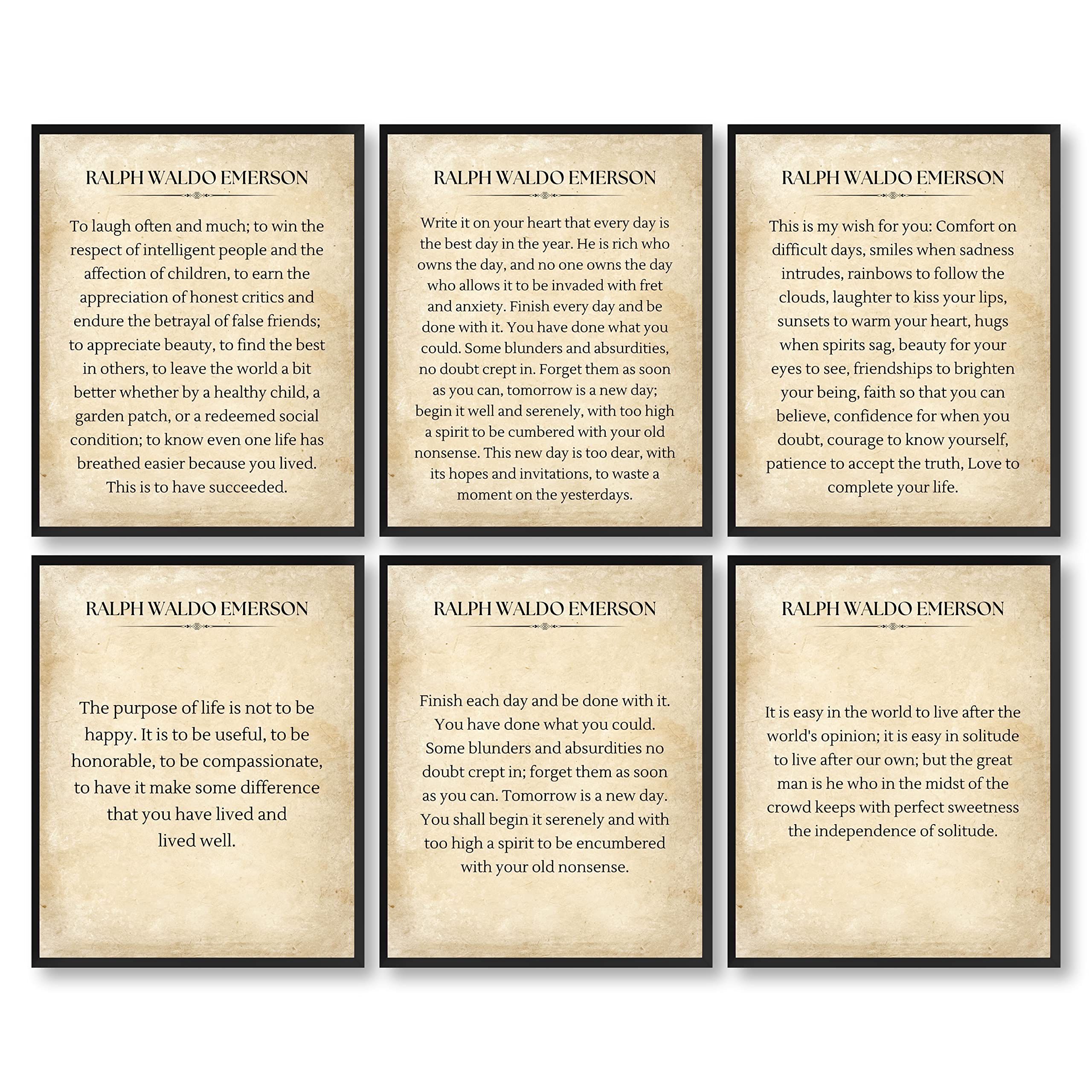 Ralph Waldo Emerson Quotes Wall Art - Inspirational Literary Posters for Classroom & Office Decor