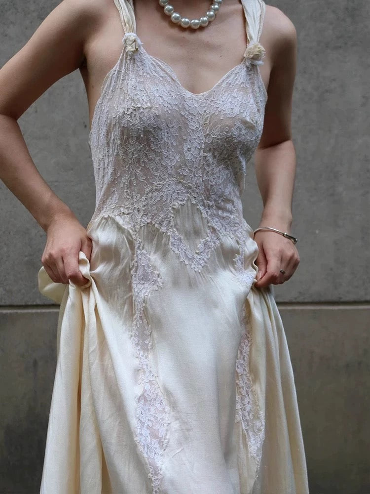 Elegant A-Line Satin Beige Prom Dress with Lace Details - Formal Evening Gown for Homecoming, Wedding Guest & Special Occasions - Style J6493