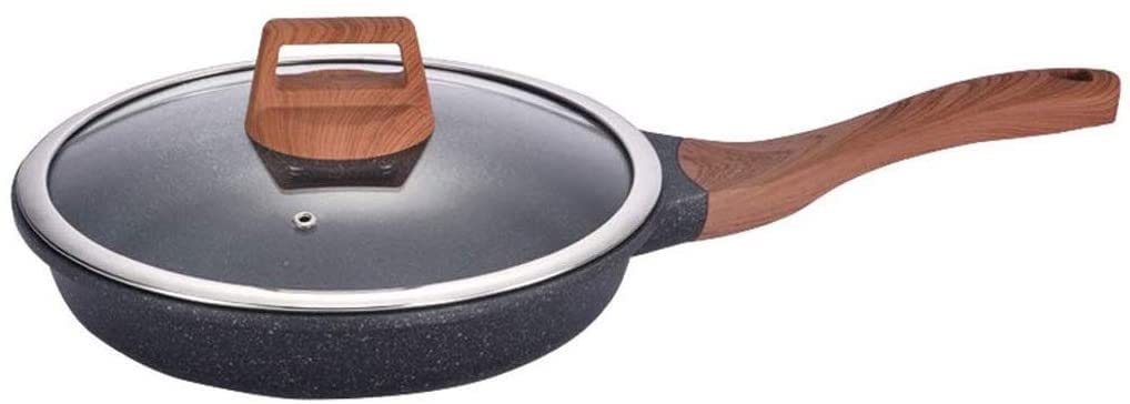 Handiya Nonstick Wok Pan - 12 Inch Cast Iron Skillet with Glass Lid, Maifan Stone Coating for Healthy Cooking - Perfect for Stir Fry, Omelette & Asian Cuisine - Ideal for Home Kitchen & Restaurant Use
