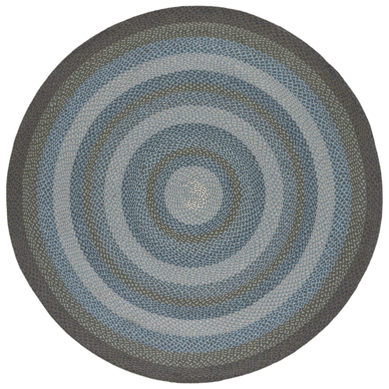 SAFAVIEH Braided Collection 6' Round Handmade Jute Reversible Area Rug - Light Blue & Green (BRD652M) | Country Cottage Style for Foyer, Living Room, Dining & Bedroom Decor