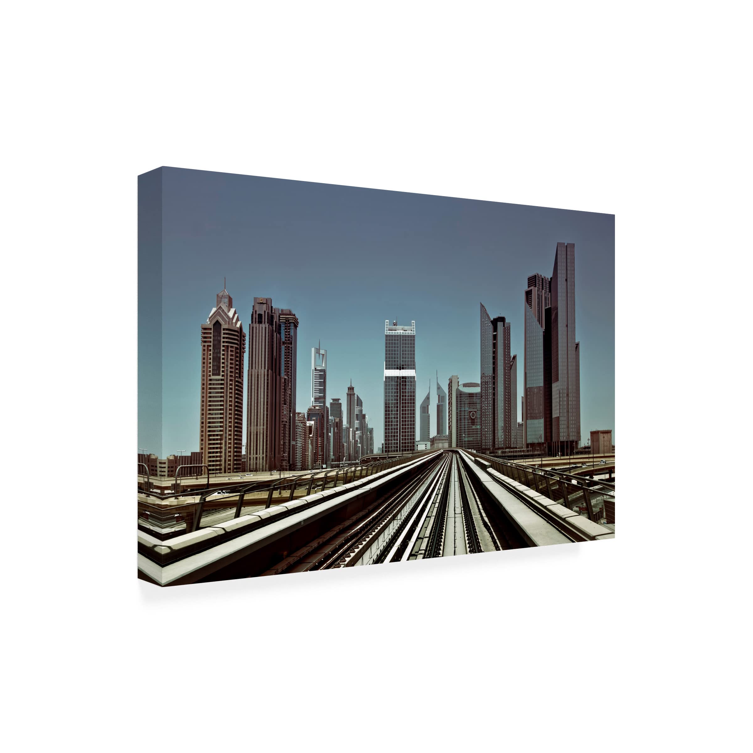 Trademark Fine Art 'Dubai Metro' Canvas Wall Art Print by Naufal - Modern Home & Office Decor for Living Room, Bedroom, or Workspace