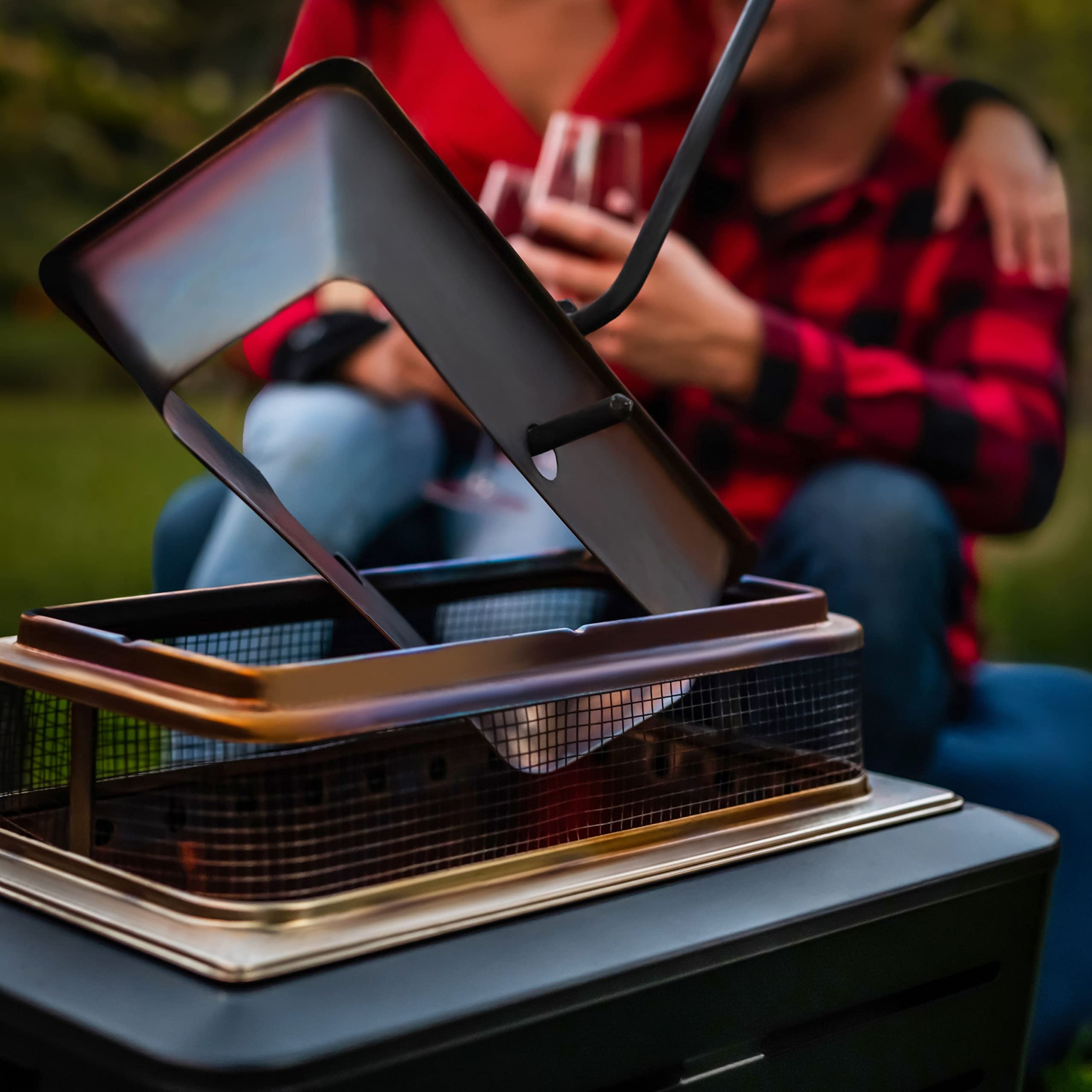 Retreat Fire Pit Heat Deflector & Spark Screen with Poker – Durable Metal Fire Pit Accessories for Outdoor Safety & Even Heat Distribution – Perfect for Camping, Backyard Gatherings & Patio Fire Pits