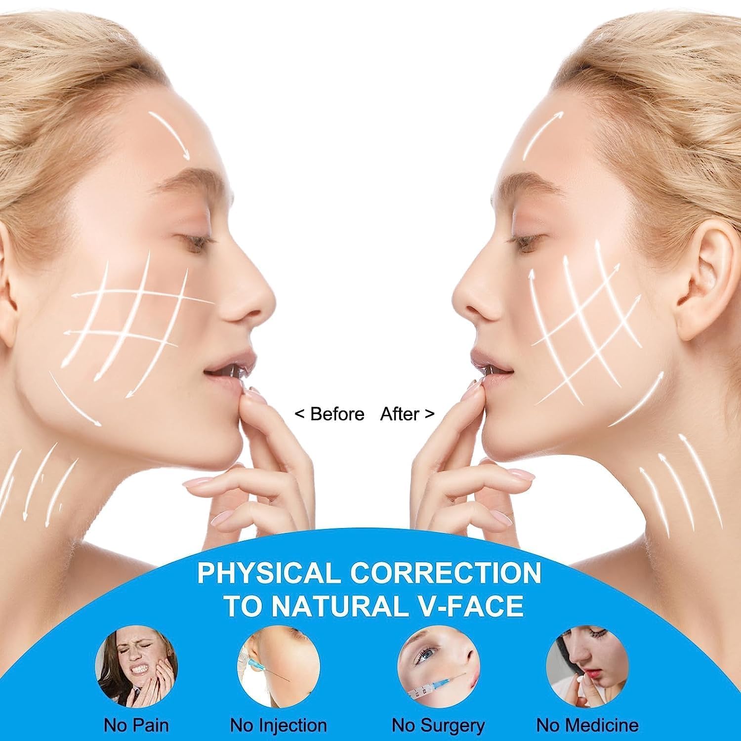 Facial Slimming Strap - Double Chin Reducer & V-Line Lifting Mask for Face Slimming & Chin Up - Reusable Face Lifting Belt for Nasolabial Folds - Perfect for Home Spa, Workout & Beauty Routine