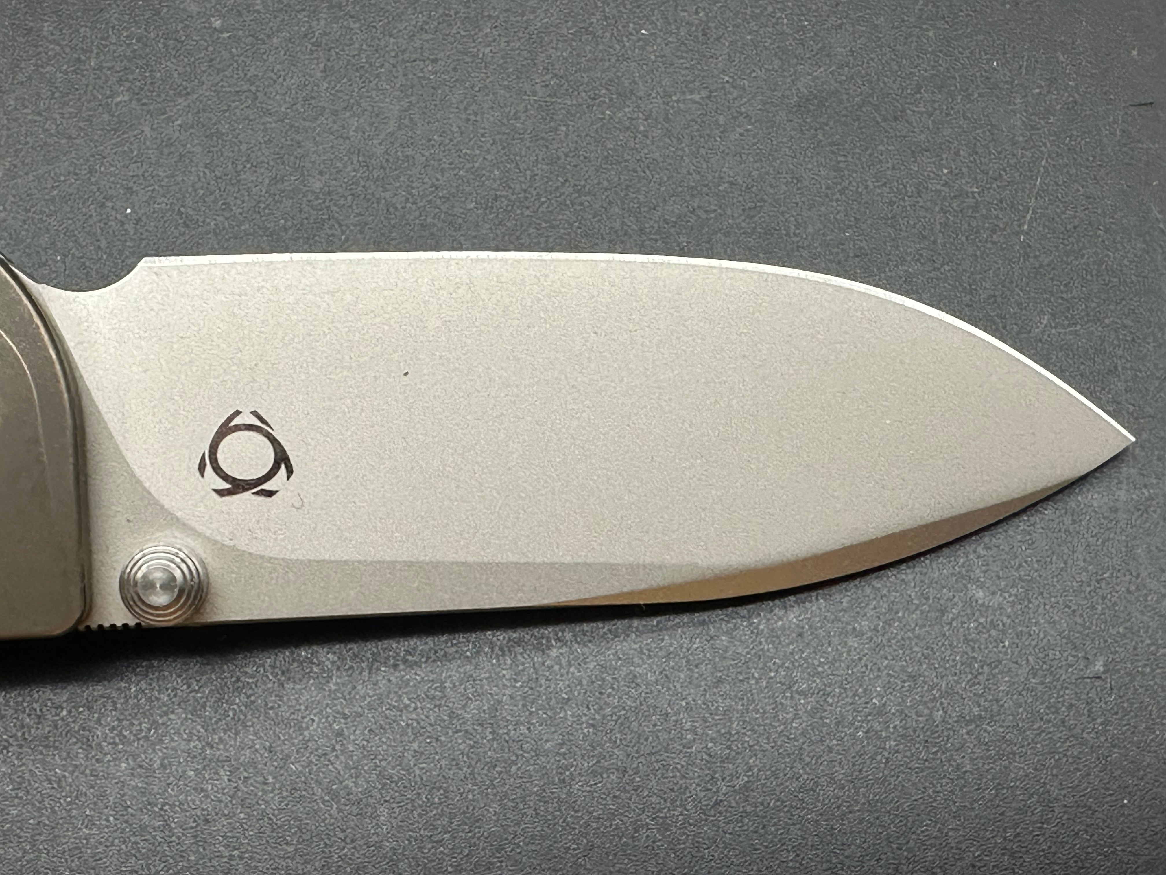 SixLeaf SL-26 Sand Rattle Snake Pocket Knife - D2 Steel Plain Edge Blade with Sandwashed Titanium Handle - EDC, Camping, Hunting & Outdoor Survival Tool