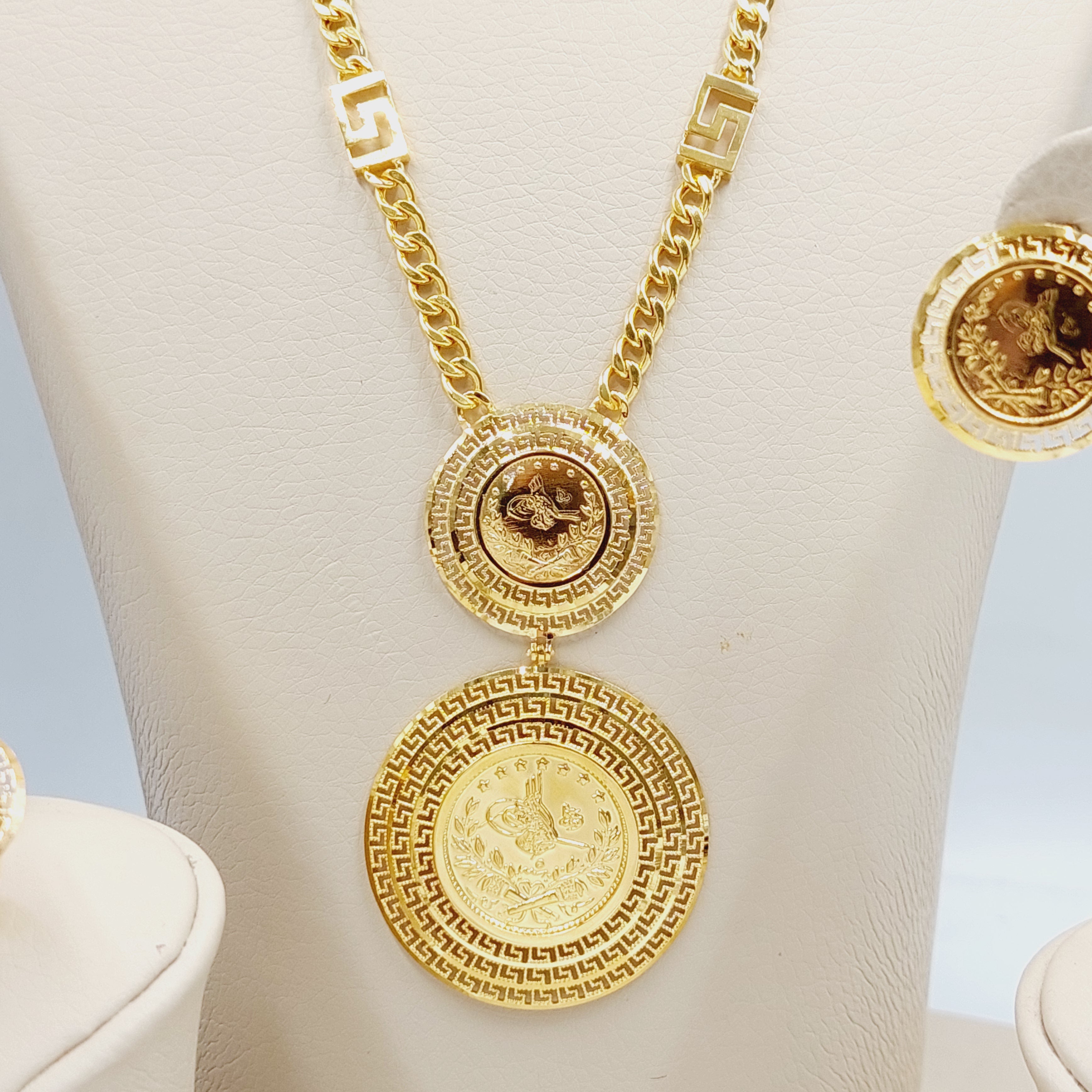 Premium Rashadi Liras Jewelry Set - Elegant Gold-Plated Necklace & Earrings for Women - Perfect for Parties, Weddings & Special Occasions