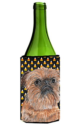 Brussels Griffon Halloween Candy Corn Wine Bottle Sleeve Hugger - Fun Wine Bottle Cover for Halloween Parties, Thanksgiving & Holiday Gatherings