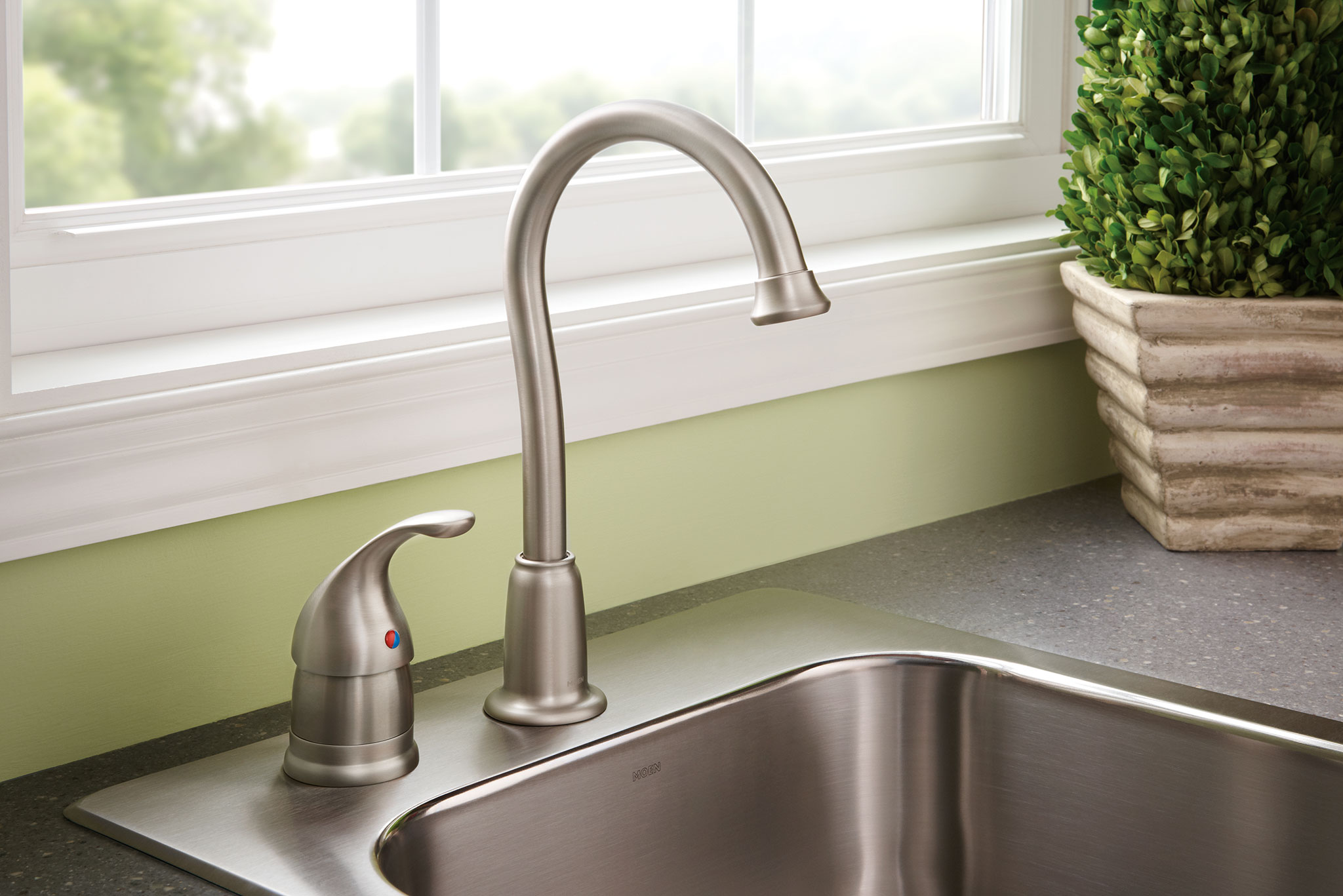 Camerist Single Handle High Arc Pull Out Kitchen Faucet - Modern Brushed Nickel Bar Sink Faucet for Home, Restaurant & Commercial Use