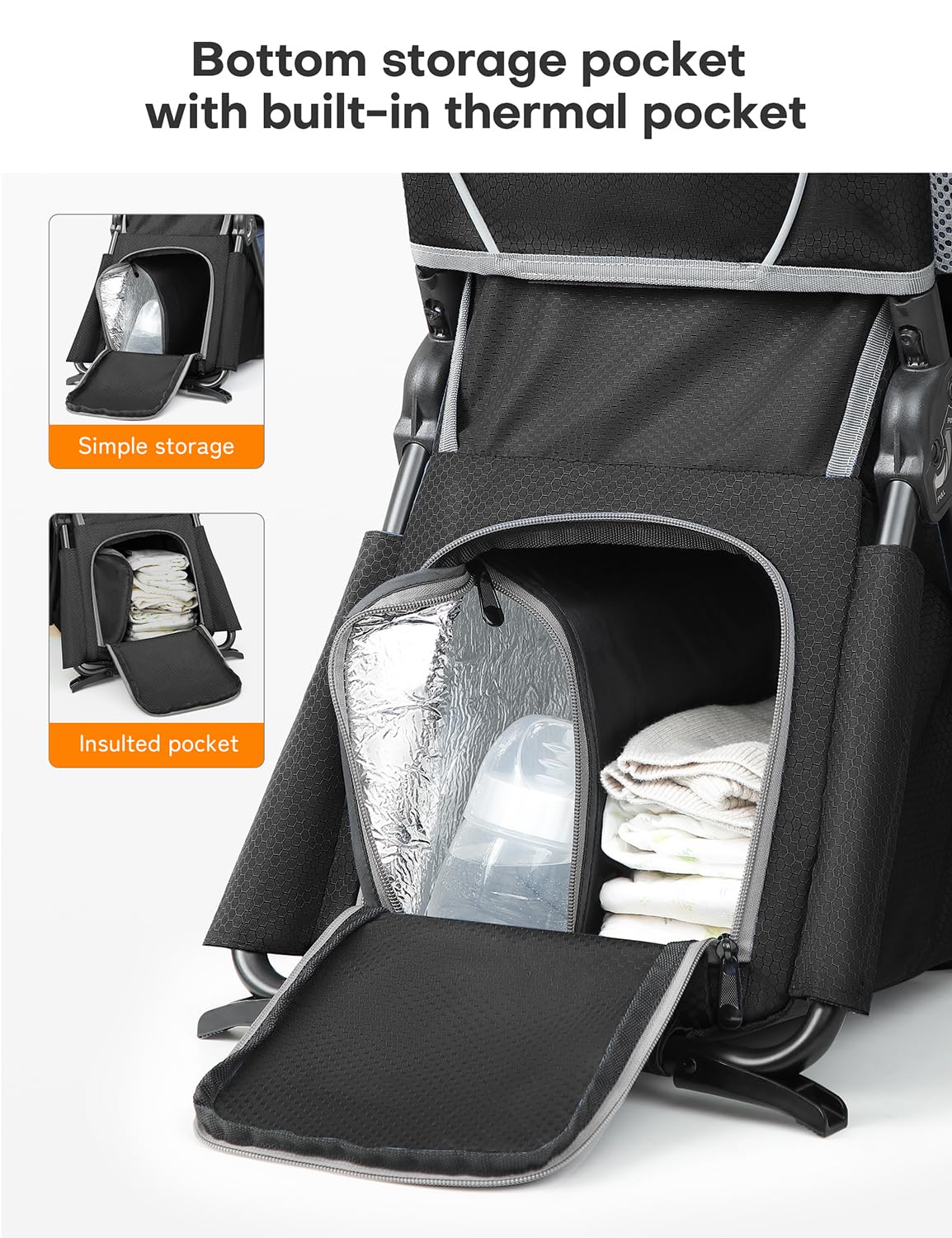 Besrey Baby Backpack Carrier for Toddlers - Adjustable 3-Height Safety Seat, Ergonomic Straps & Waist Belt, Lightweight Foldable Frame - Large Capacity Hiking Backpack for Outdoor Adventures (Black/Grey) - Perfect for Hiking, Camping and Travel with Kids