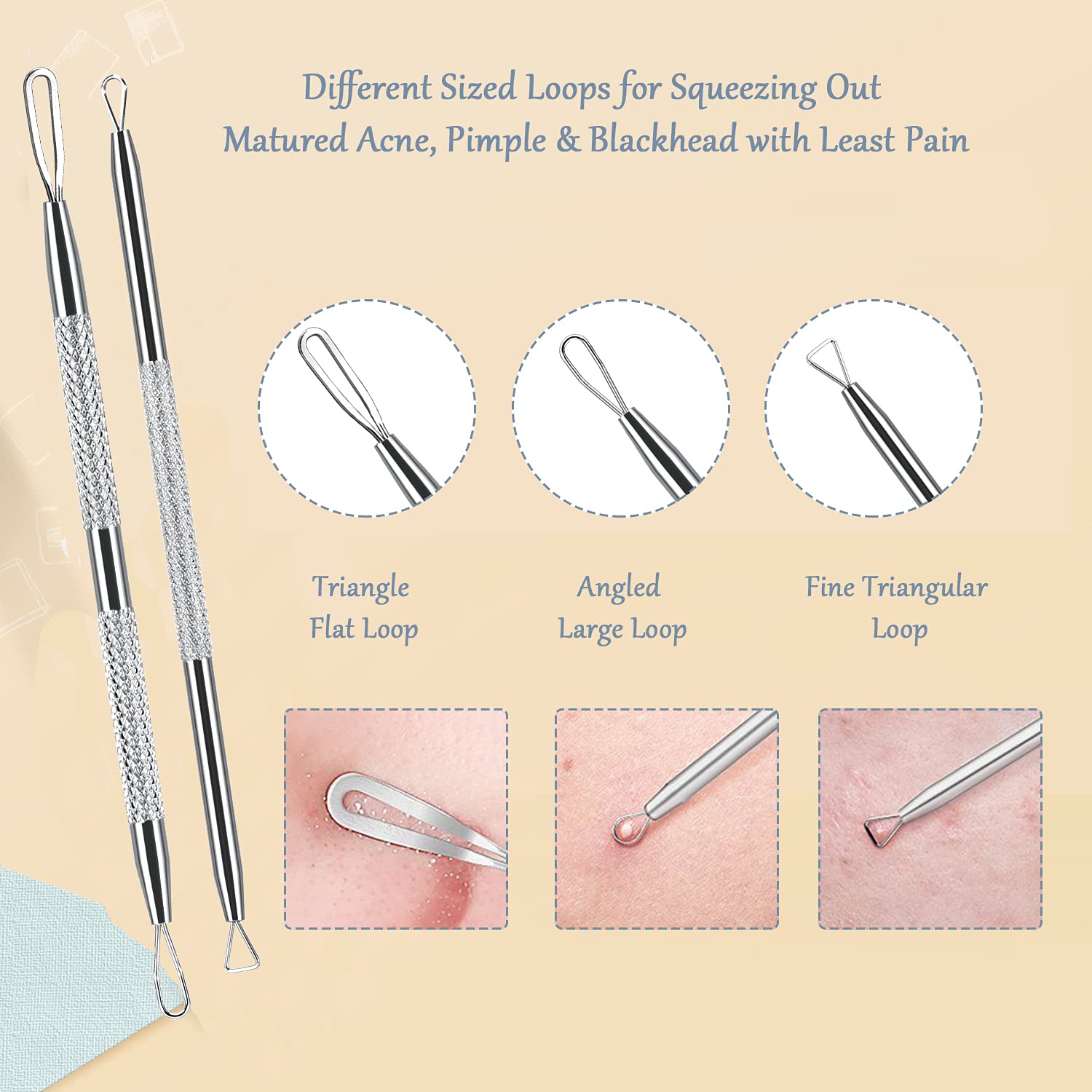 6-in-1 Blackhead Remover Pimple Popper Tool Kit - Professional Comedone Extractor & Acne Blemish Tweezers for Face Skin Care | Perfect for Home Spa, Acne Treatment & Blackhead Removal at Home