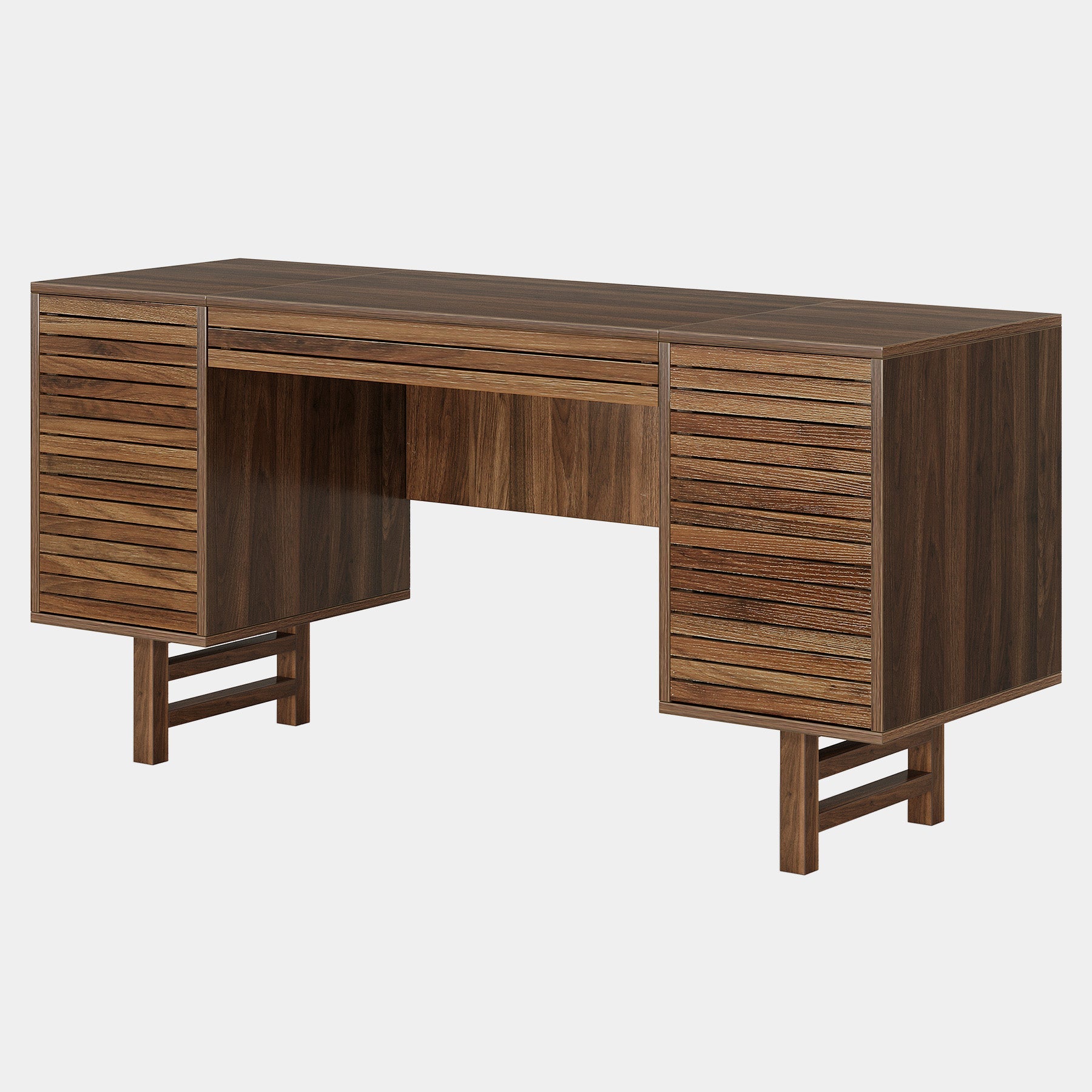 Solid Wood Computer Desk - 59 Inch Home Office Desk with Storage Drawers, Ergonomic Study Desk for Work from Home & Remote Learning