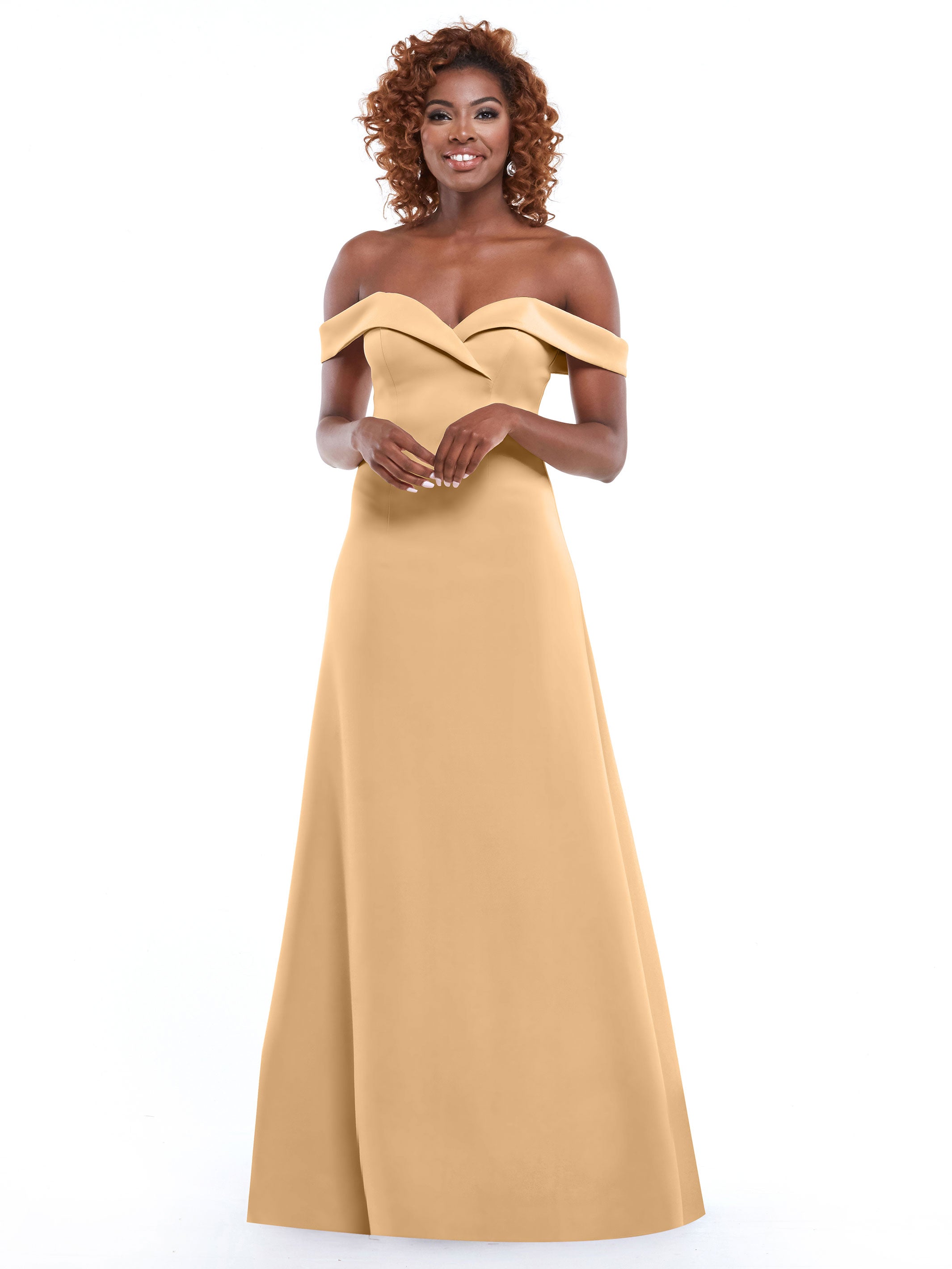 Elegant Off-The-Shoulder Double Knit A-Line Bridesmaid Dress 83050 - Perfect for Weddings, Formal Events & Special Occasions