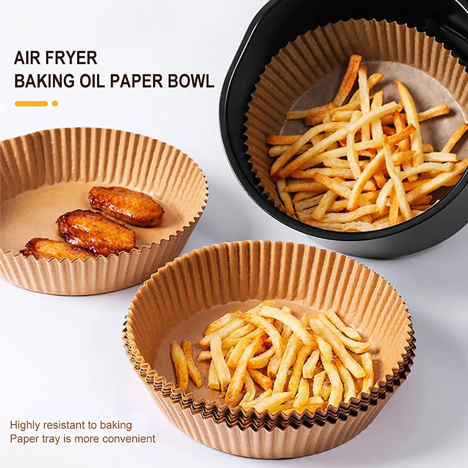200 Pcs Air Fryer Disposable Paper Liners - Non-Stick Baking Parchment Sheets for Air Fryer, Microwave & Oven (6.3 Inches) - Oil Proof, Waterproof & Heat Resistant - Perfect for Baking, Roasting & Reheating Food