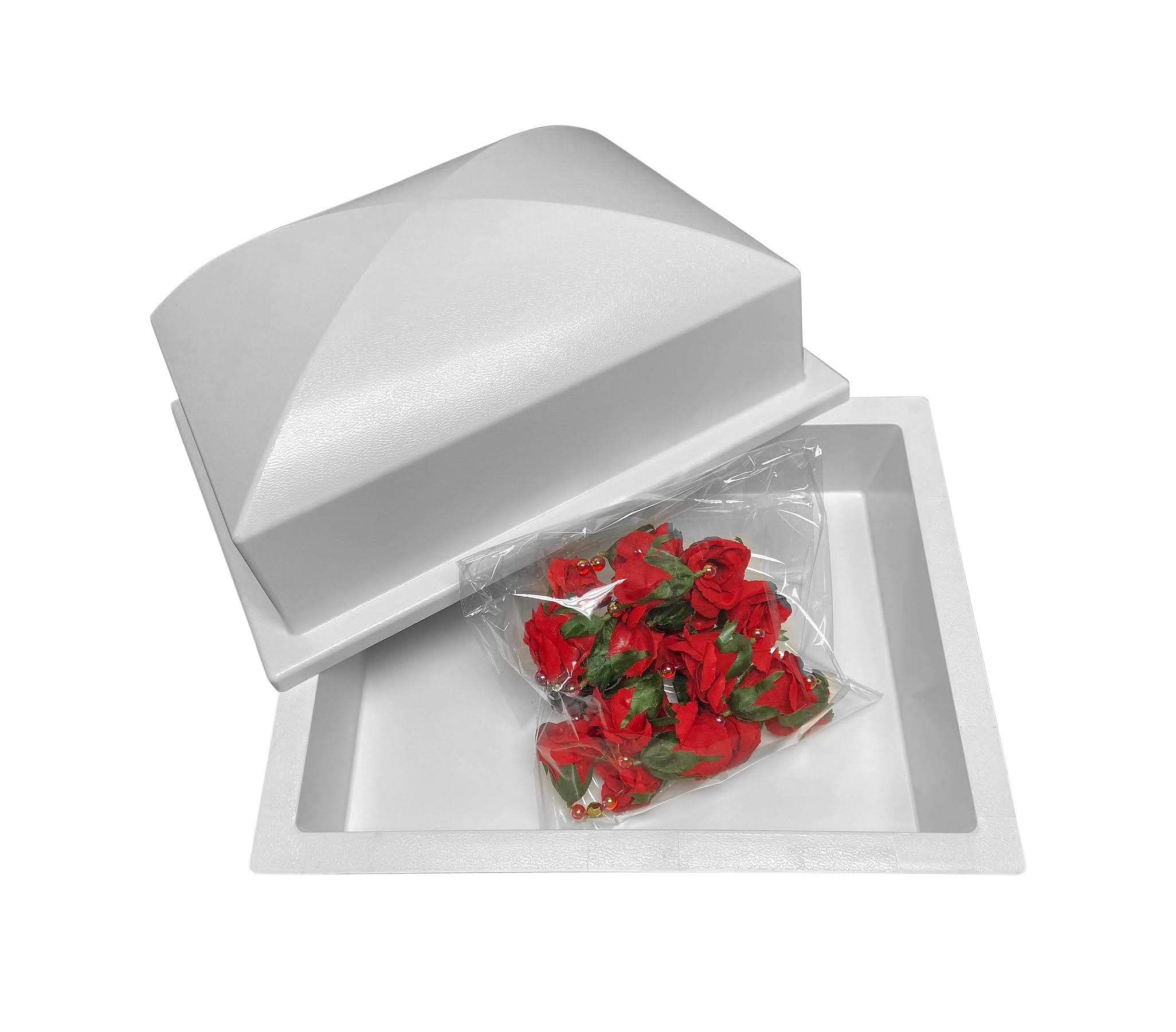 Elegant White Burial Urn Vault with Pink Roses - Secure Keepsake Container for Human Ashes - Perfect for Memorial Services, Home Display & Cemetery Plots