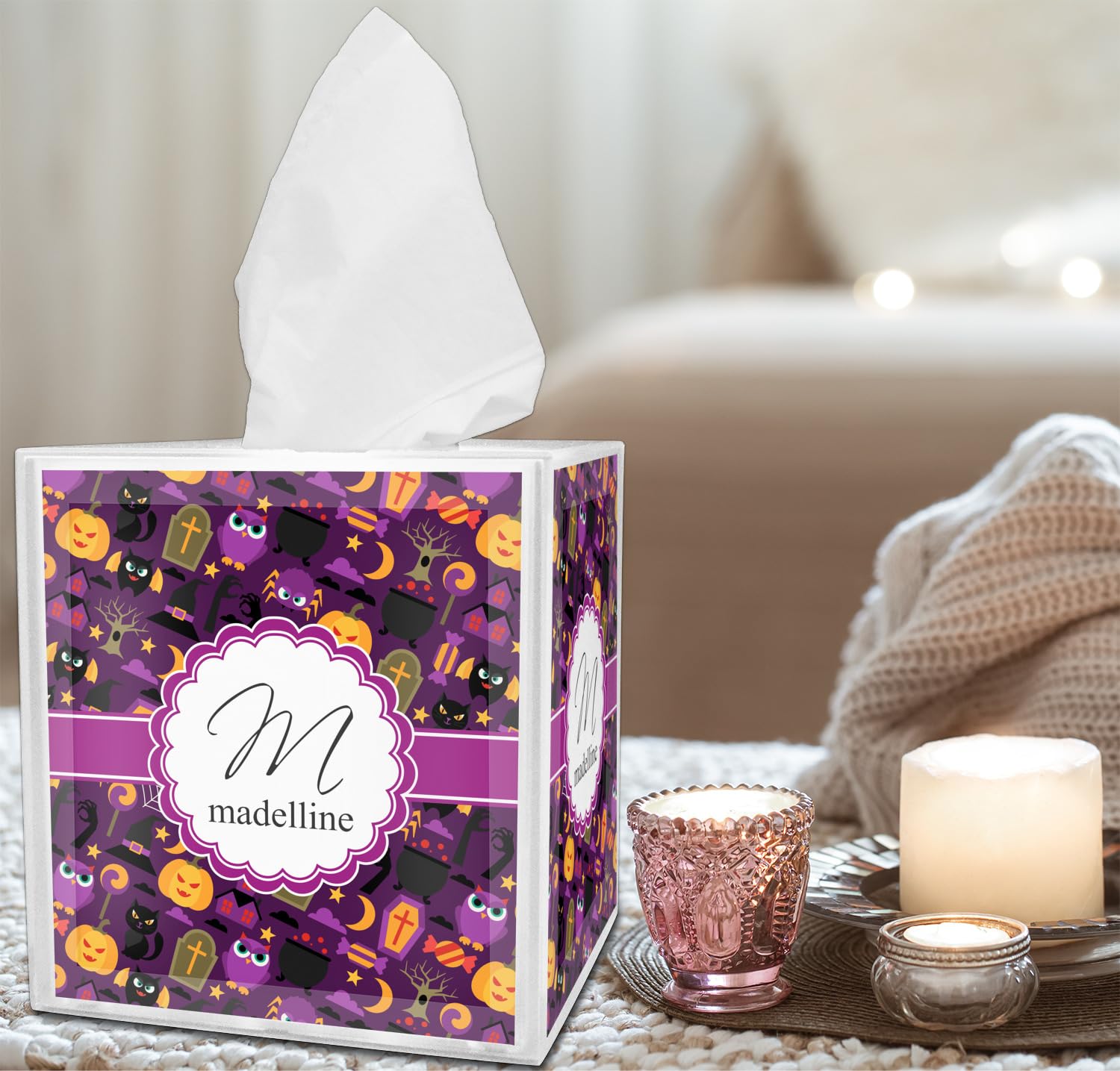 Personalized Halloween Tissue Box Cover - Custom Name & Design for Spooky Home Decor | Perfect for Halloween Party, Living Room, and Gift Giving