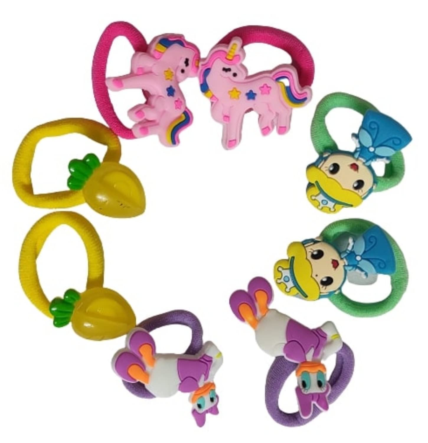 Jain Traders Hair Ponytail Holders for Toddlers & Kids - 8-Piece Multicolor Elastic Hair Bands Set (4 Pairs) - Perfect for School, Playtime & Daily Styling