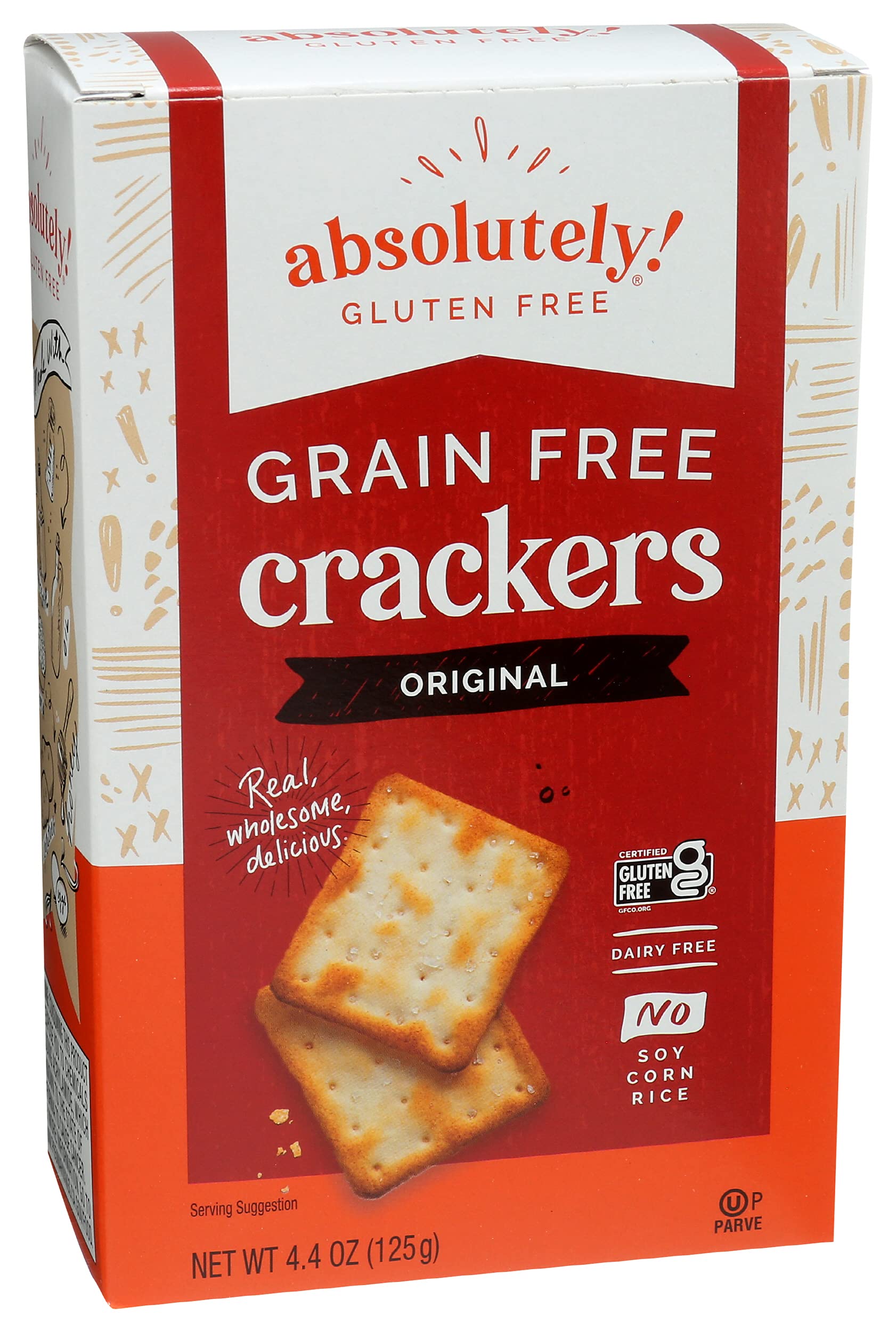 Absolutely Gluten Free Crackers - Original Flavor 4.4oz (Pack of 6) | Healthy Snack for Kids & Adults | Perfect for School Lunches, Office Snacks & Travel
