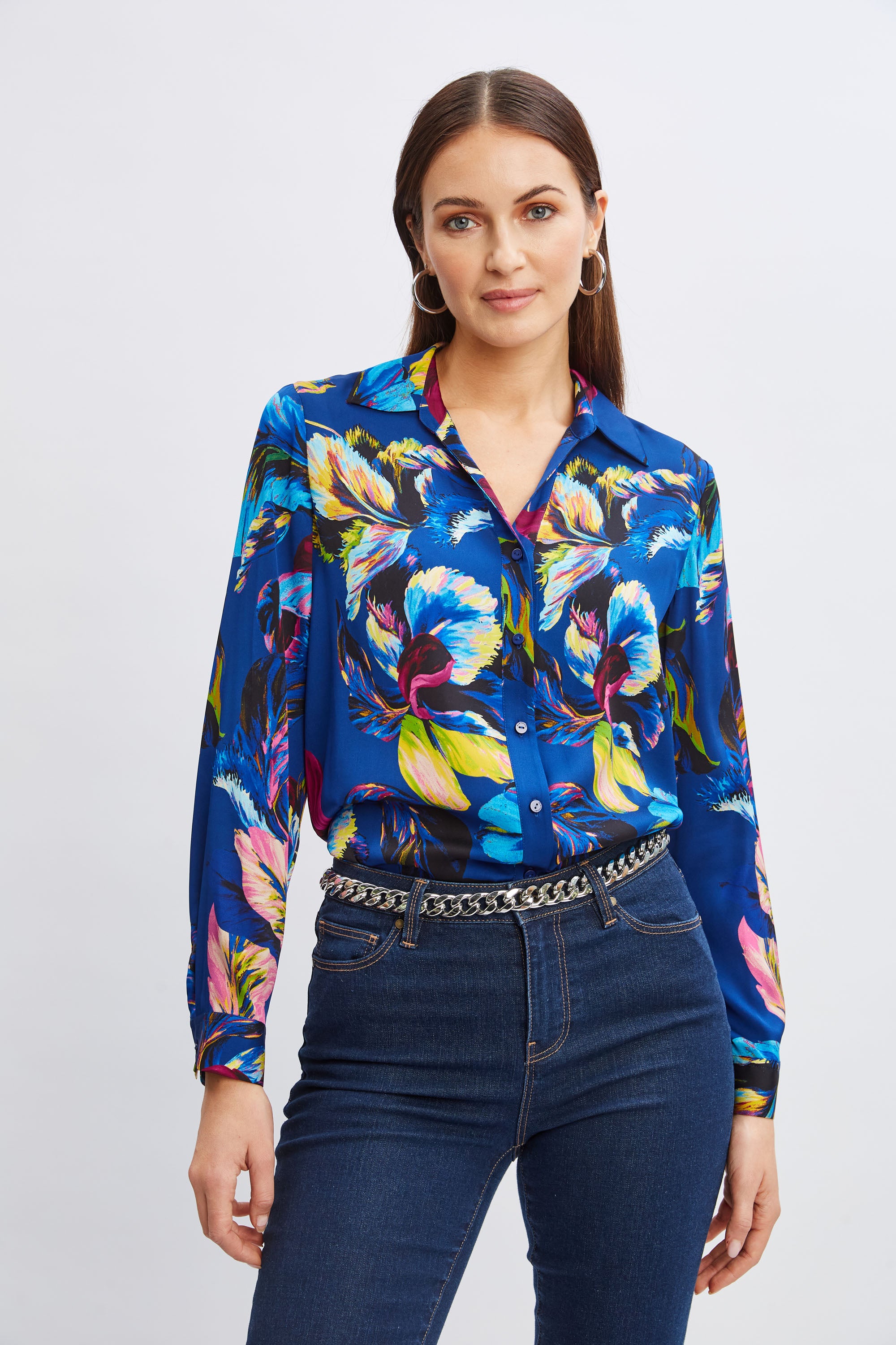 Elegant Silk Floral Garden Print Shirt for Women - Stylish Blouse for Spring & Summer Outfits, Office Wear & Casual Dates