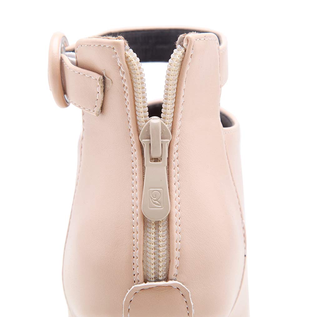 GIY Women's Pointed Toe Square Heel Ankle Boots - Fashion Buckle Strap Waterproof Zipper High Heel Short Boots for Work, Party & Winter Outfits