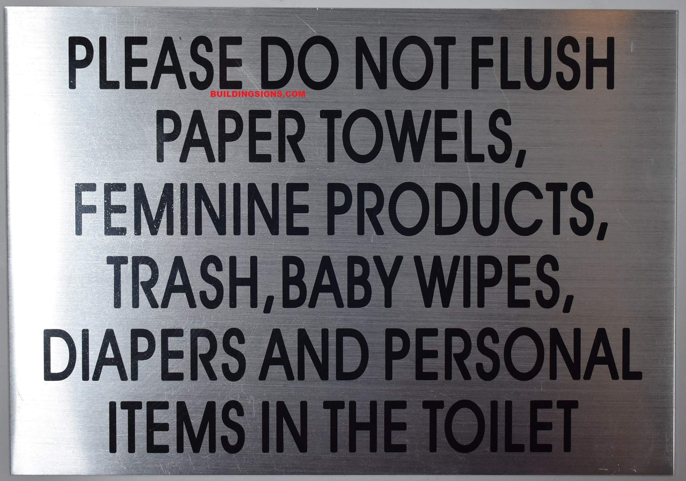 2-Pack Aluminum 'Do Not Flush' Sign (7x10 Inches) - Prevent Toilet Clogs from Paper Towels, Feminine Products, Baby Wipes & Diapers | Ideal for Restrooms, Public Bathrooms & Home Use