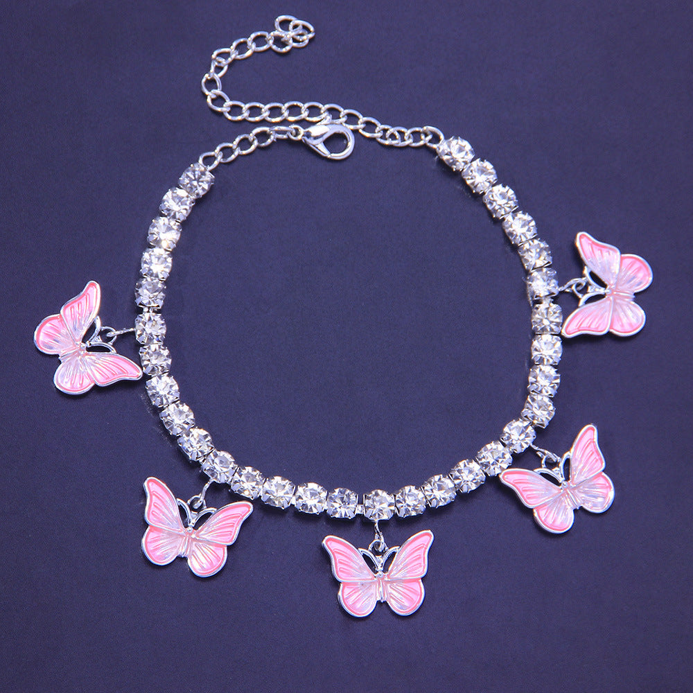 Dreamy Color Butterfly Anklet Drip Painted Beach Sandals - Perfect for Summer Vacations, Boho Festivals & Seaside Outfits