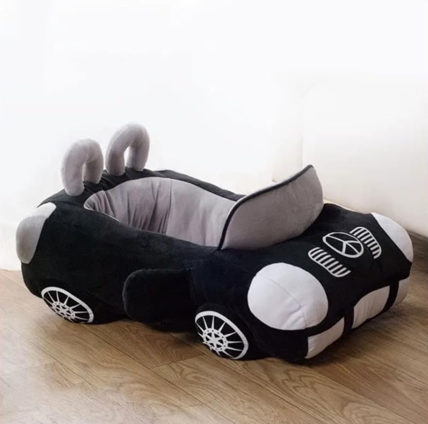 Luxury Car-Shaped Dog & Cat Bed - Warm Teddy Sofa Pet Bed with Cushion Mat for Puppy & Kitten | Cozy Winter Kennel for Small Pets | Perfect for Home, Car Travel & Indoor Comfort