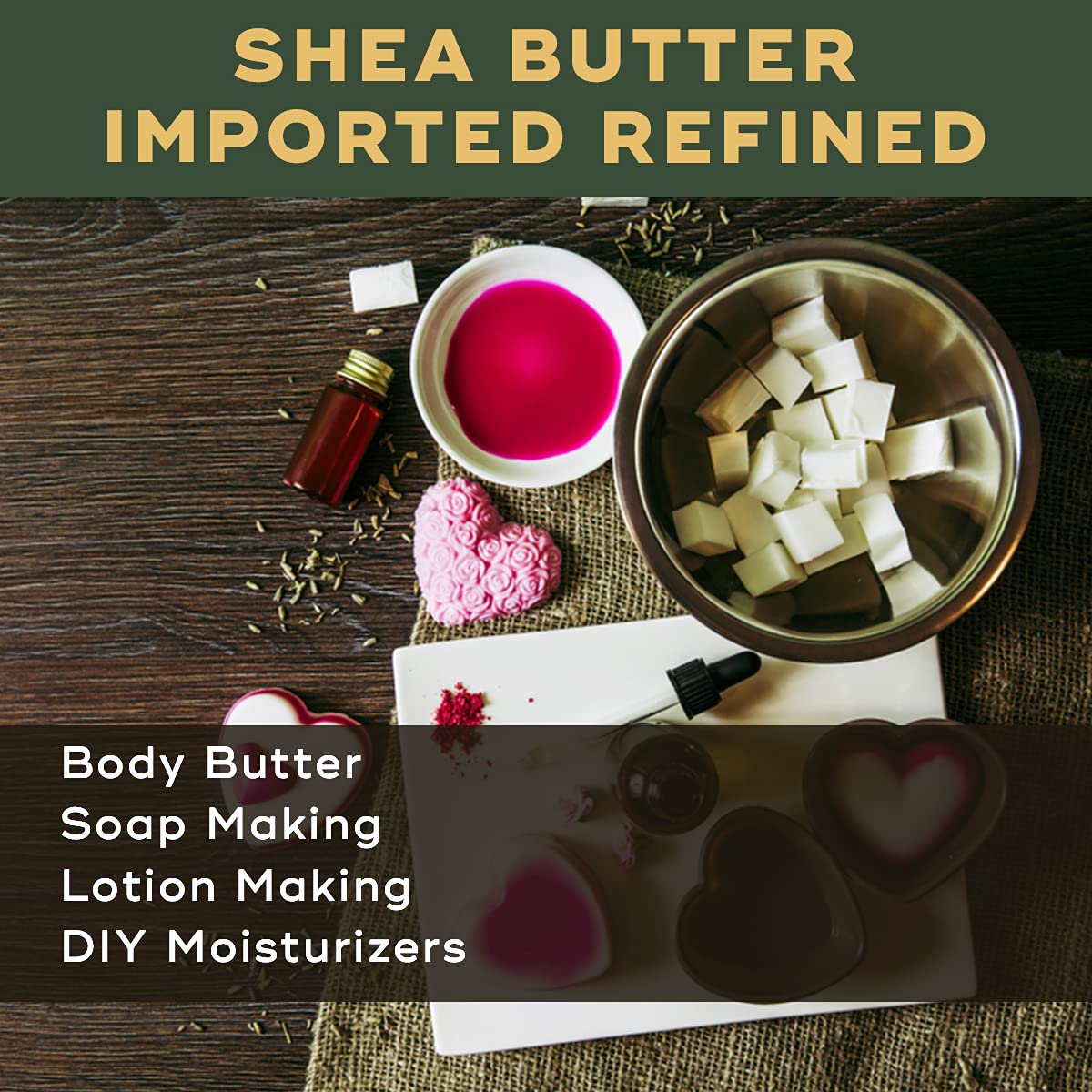 BRM Herbals Refined Shea Butter 500g - Premium Imported Shea Butter for DIY Skincare, Hair Care & Soap Making - Perfect for Face, Body, Hands & Dry Skin Treatment - Natural Moisturizer for Creams, Lotions & Cosmetics