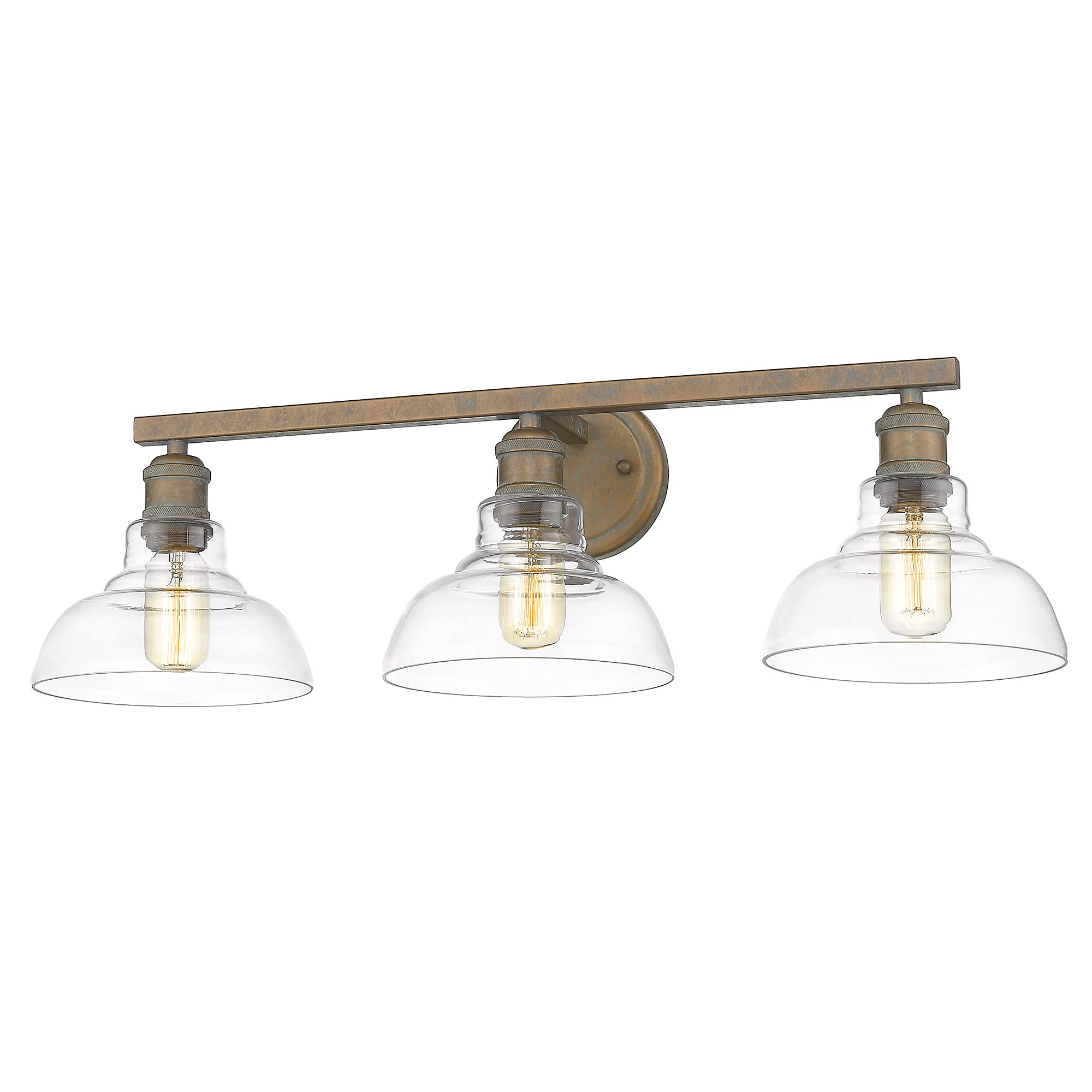 Golden Lighting - Carver 3-Light Bath Vanity Fixture in Copper Patina with Clear Glass - Modern Bathroom Vanity Lighting for Mirrors - Perfect for Master Bath, Powder Room & Spa-Style Decor