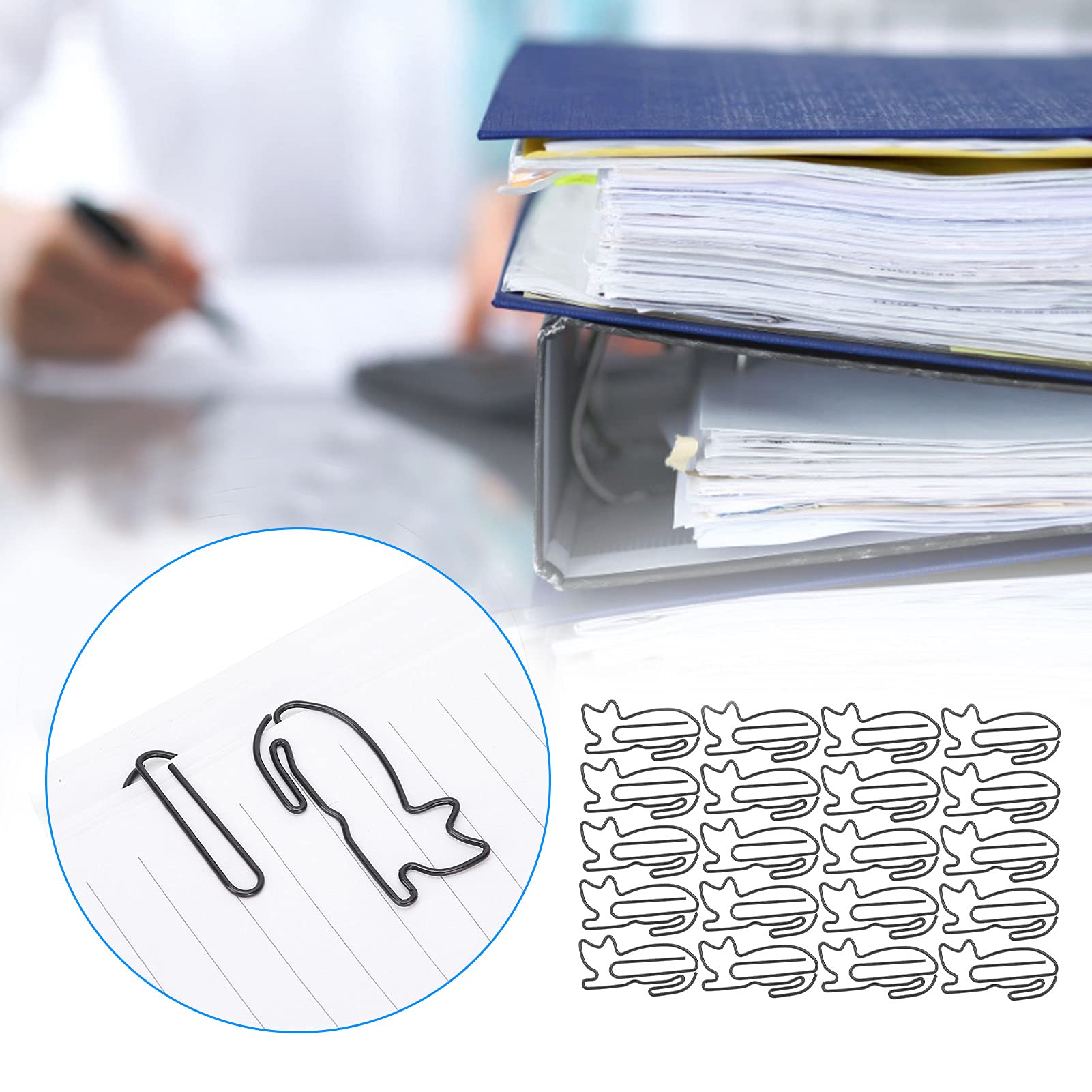 30PCS Cat-Shaped Paper Clips - Rustproof Wire Note Holders for Office, School & Home Organization | Cute Stationery Supplies for Notebooks, Documents & Bulletin Boards