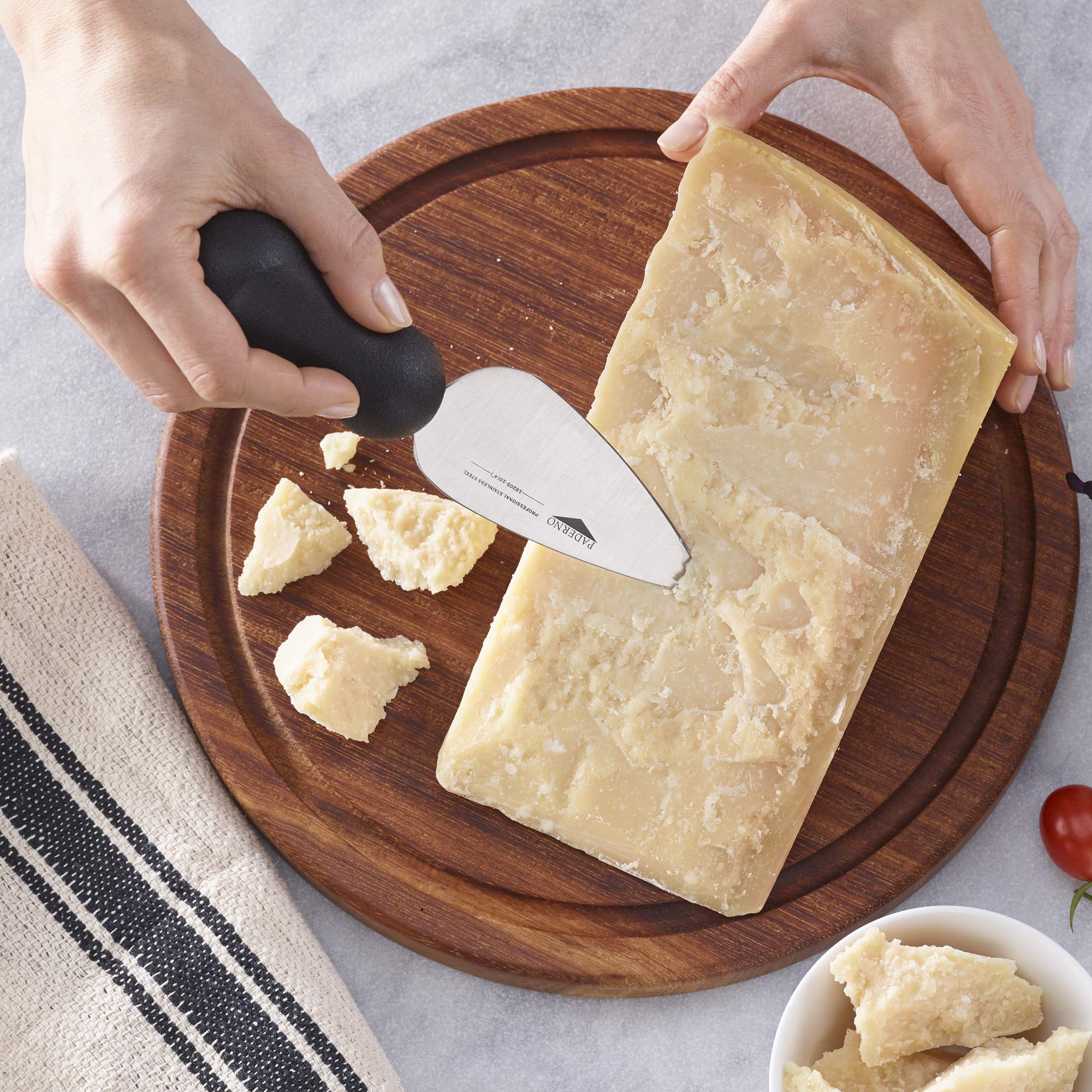 Paderno World Cuisine 4 Inch Parmesan Cheese Knife - Stainless Steel Forged Blade - Perfect for Grating Hard Cheeses, Charcuterie Boards & Italian Cooking