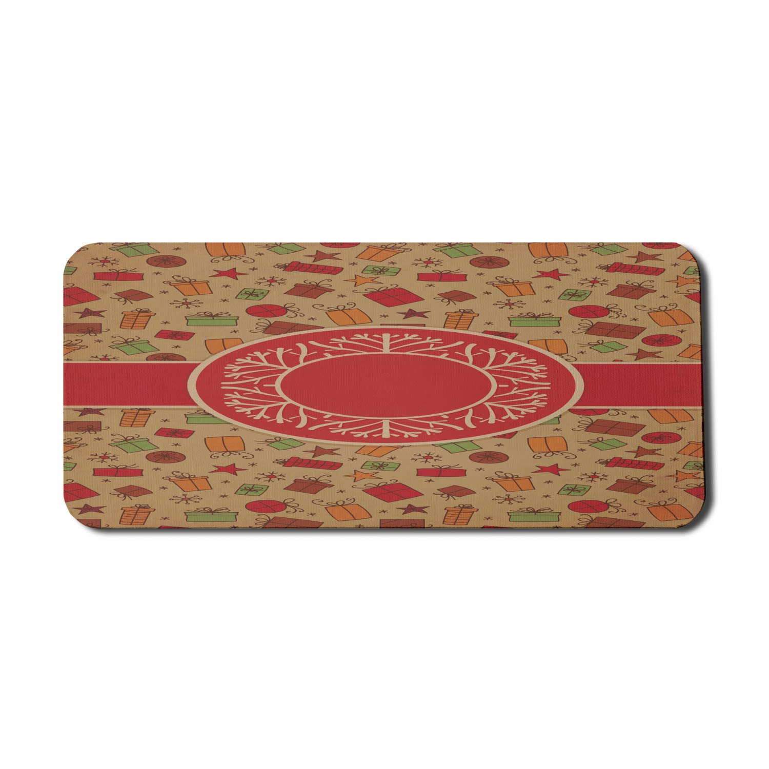 Ambesonne Vintage Christmas Mouse Pad - Holiday Celebration Design with Presents, Baubles & Snowflakes - 35