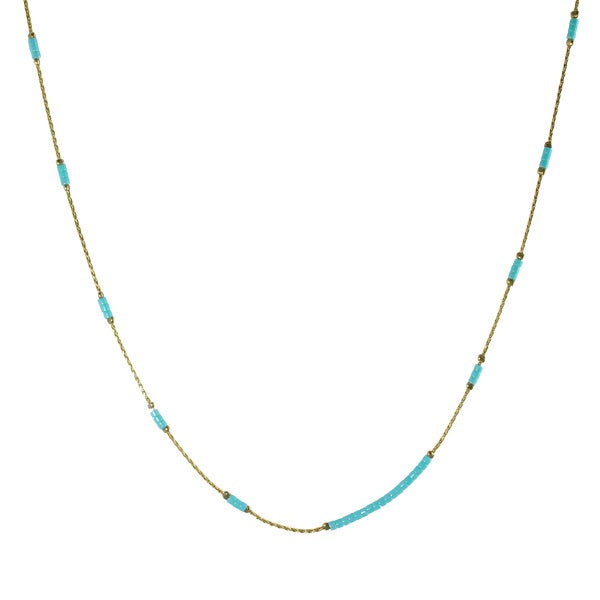 Turquoise Station Necklace for Women - Elegant Beaded Jewelry with Natural Stone Pendant - Perfect for Boho, Casual & Formal Outfits
