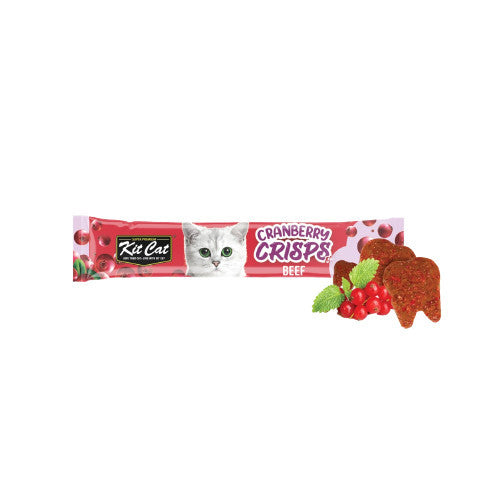 Kit Cat Cranberry Crisps 20g - Natural Cat Treats with Real Chicken, Beef, Lamb, Salmon, Seafood & Tuna - Grain-Free & Healthy Snacks for Cats - Perfect for Training, Rewards & Bonding with Your Feline Friend