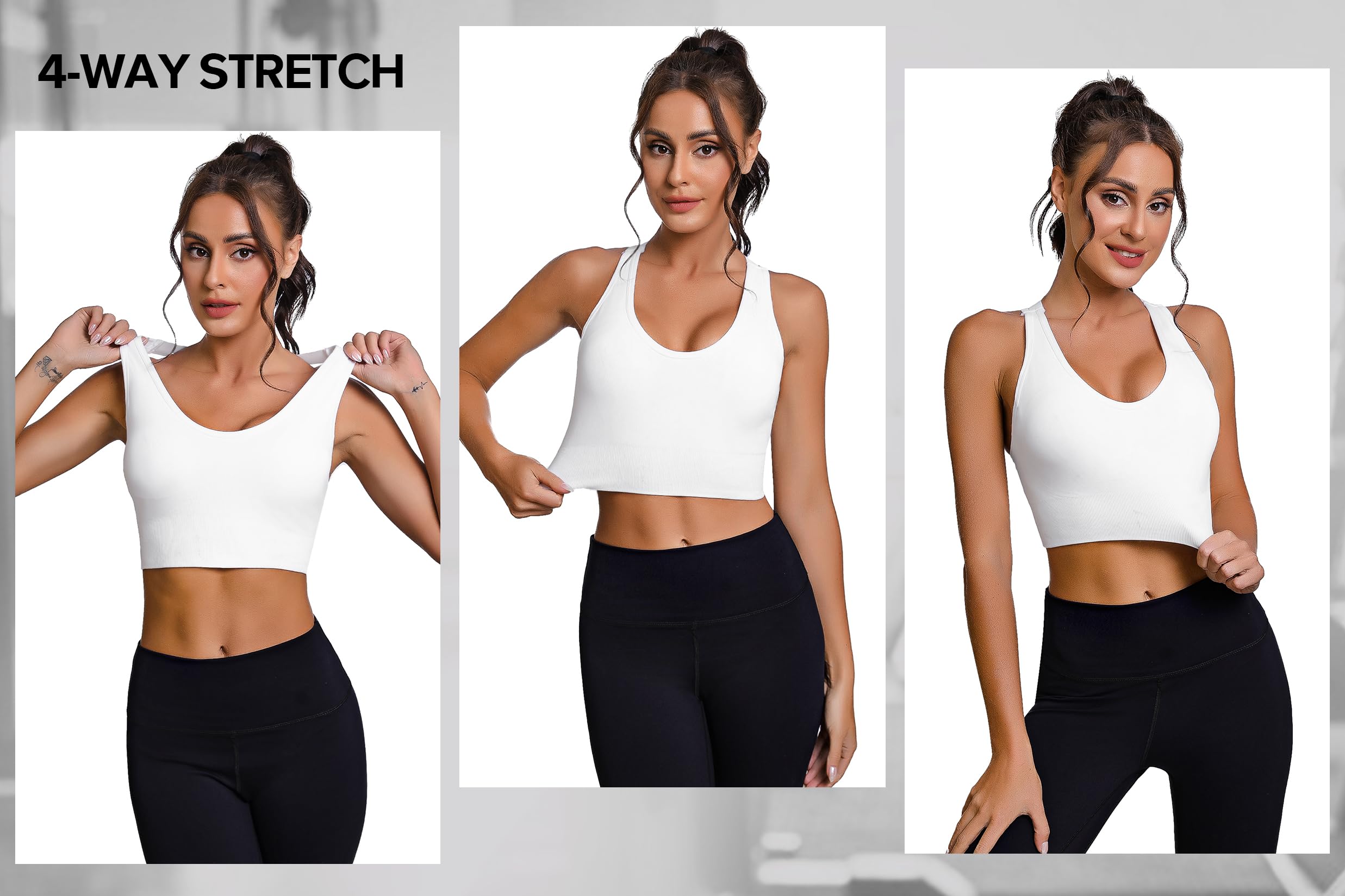 Sykooria Women's 3 Pack High Support Sports Bras - Cross Back Strappy Yoga Bra with Removable Pads for Running, Gym & Workout | Comfortable Fitness Wear for Active Lifestyles