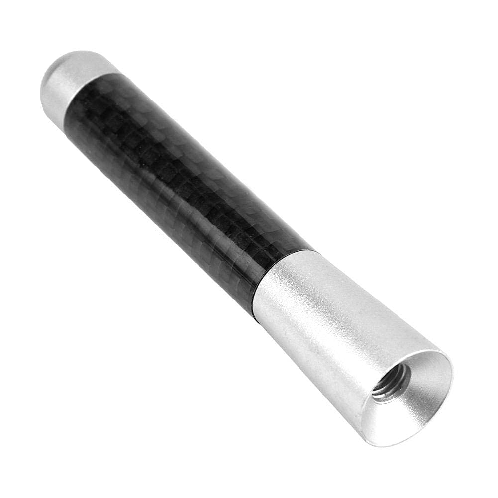 3 Inch Carbon Fiber Universal Car Antenna - Screw-on Short Radio Antenna Replacement for Vehicle Modification (Silver) | Perfect for Improved FM/AM Reception & Car Aesthetic Upgrades