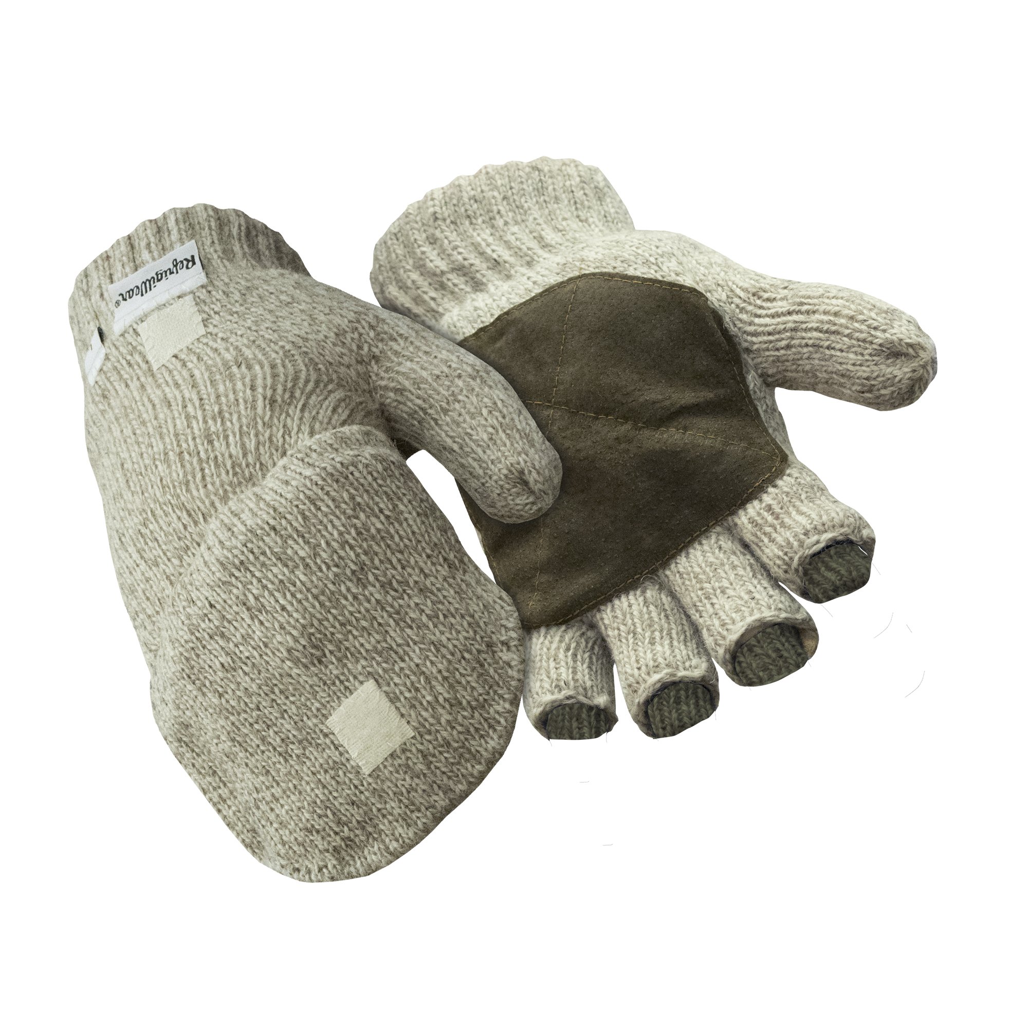 RefrigiWear Insulated Ragg Wool Convertible Mittens - Fingerless Gloves for Men & Women - Warm Winter Work Gloves for Outdoor Activities, Hunting, Skiing & Snowboarding
