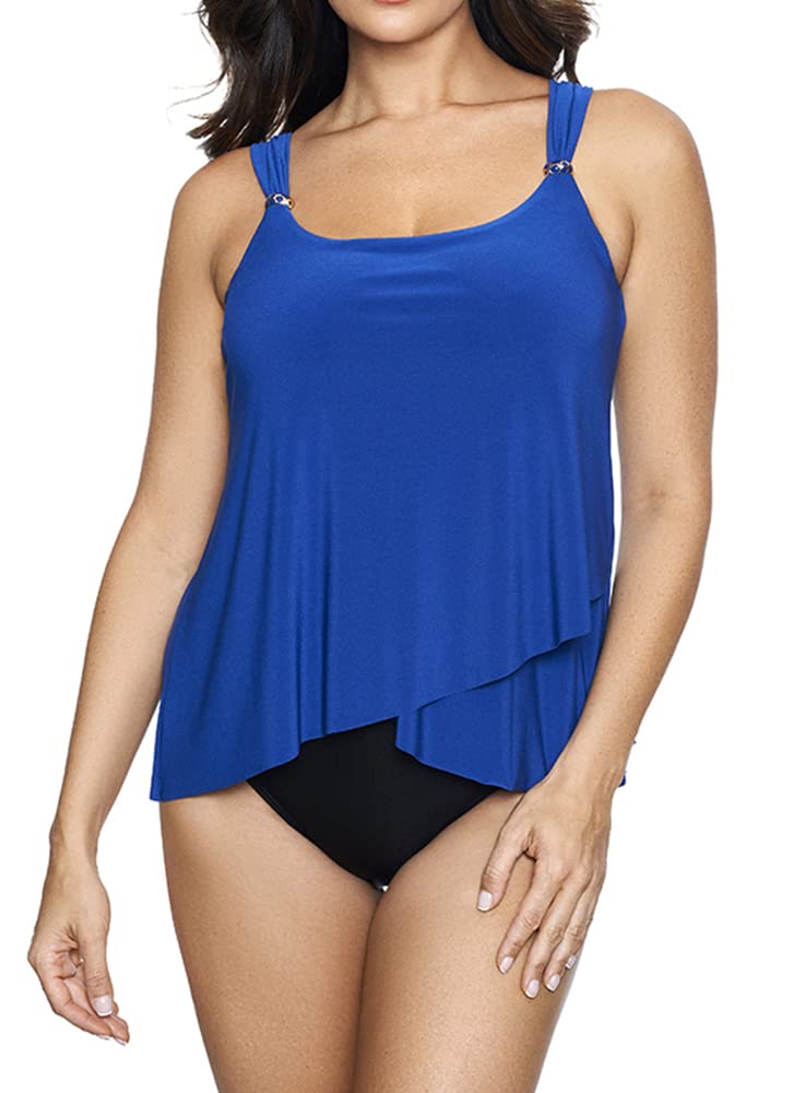 Miraclesuit Women's Dazzle Scoop Neck Underwire Bra Tankini Top - Slimming Swimwear for Women, Tummy Control Bathing Suit - Perfect for Pool, Beach & Vacation