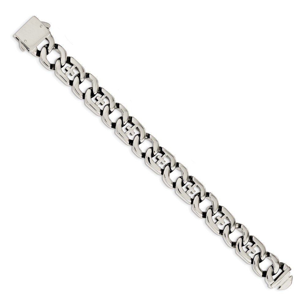 Stainless Steel Cross Link Bracelet for Men & Women - 8.5 Inch Adjustable Chain Wristband - Durable Fashion Jewelry for Daily Wear, Gifts & Religious Occasions