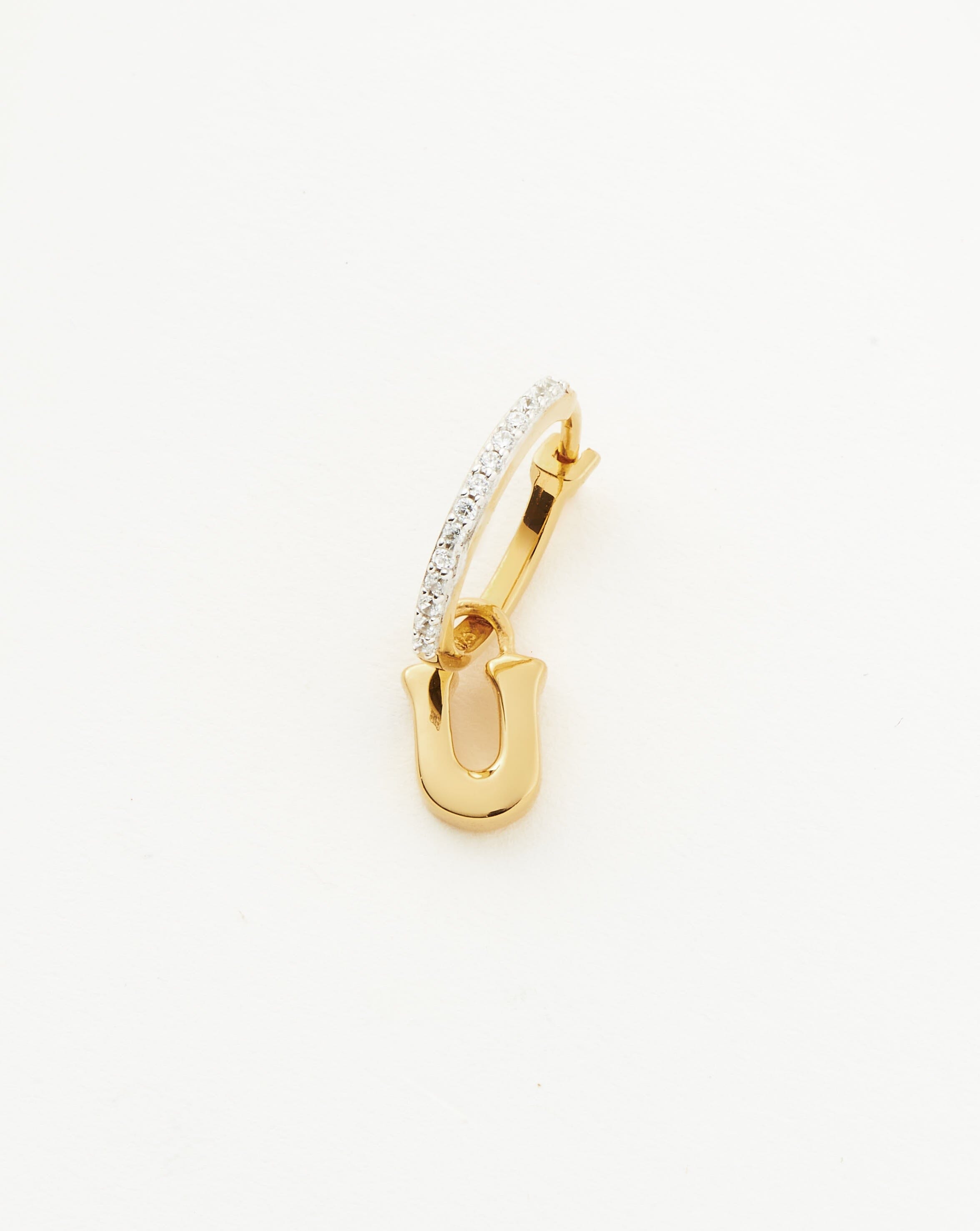 Personalized Initial U Hoop Earrings - 18k Gold Vermeil Single Charm Earrings for Women | Perfect for Gifts, Everyday Wear & Special Occasions