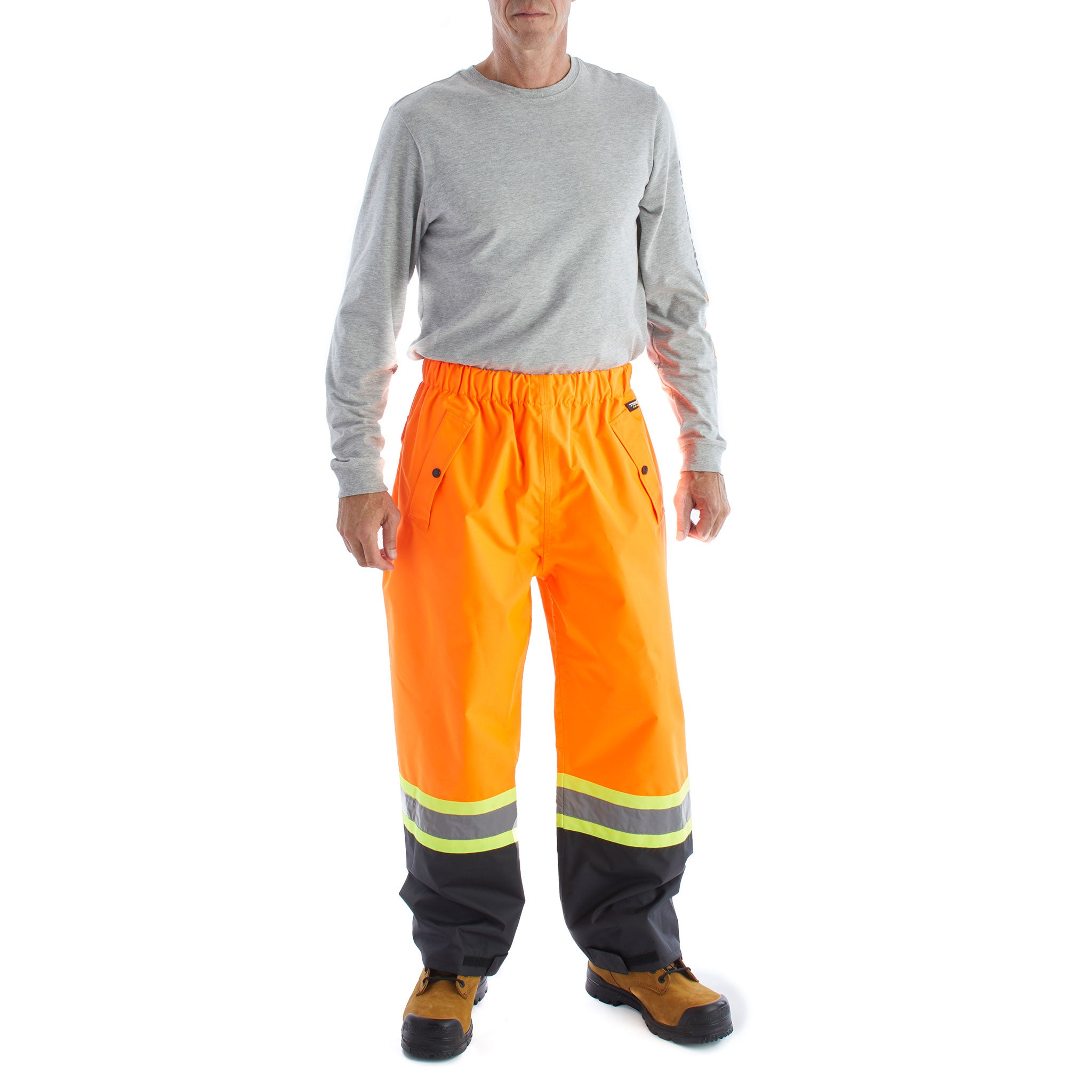 Terra High Visibility Rain Work Pants 116520POR - Orange Waterproof Safety Pants for Construction, Road Work & Outdoor Jobs in Wet Conditions