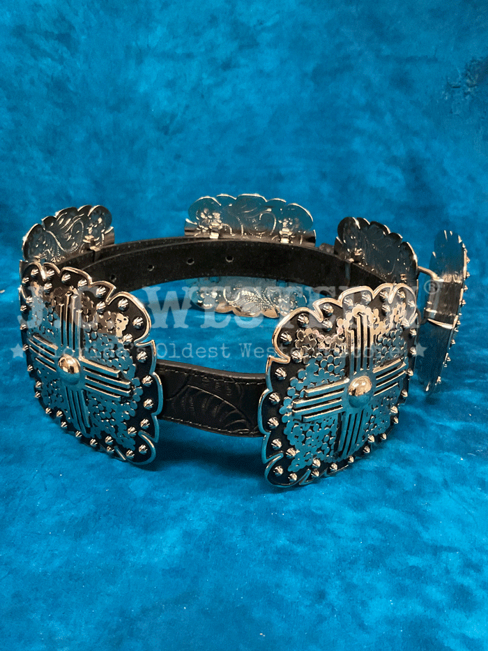 Angel Ranch DA3660 Women's Silver Floral Square Concho Belt - Stylish Western Accessory for Country Concerts, Rodeos & Cowgirl Fashion