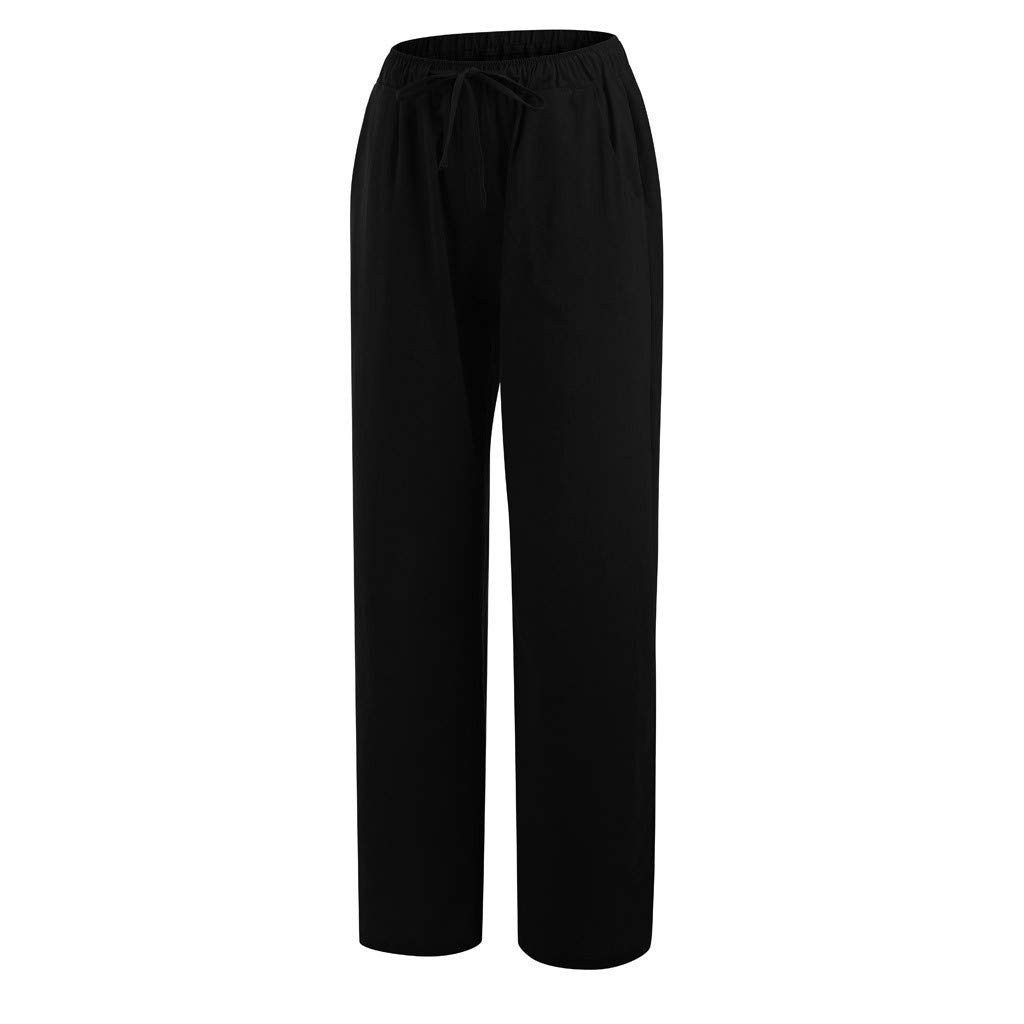 Women's Linen Wide Leg Palazzo Pants - Summer Casual High Waisted Drawstring Trousers with Pockets | Breathable & Comfortable for Beach, Vacation & Lounge Wear