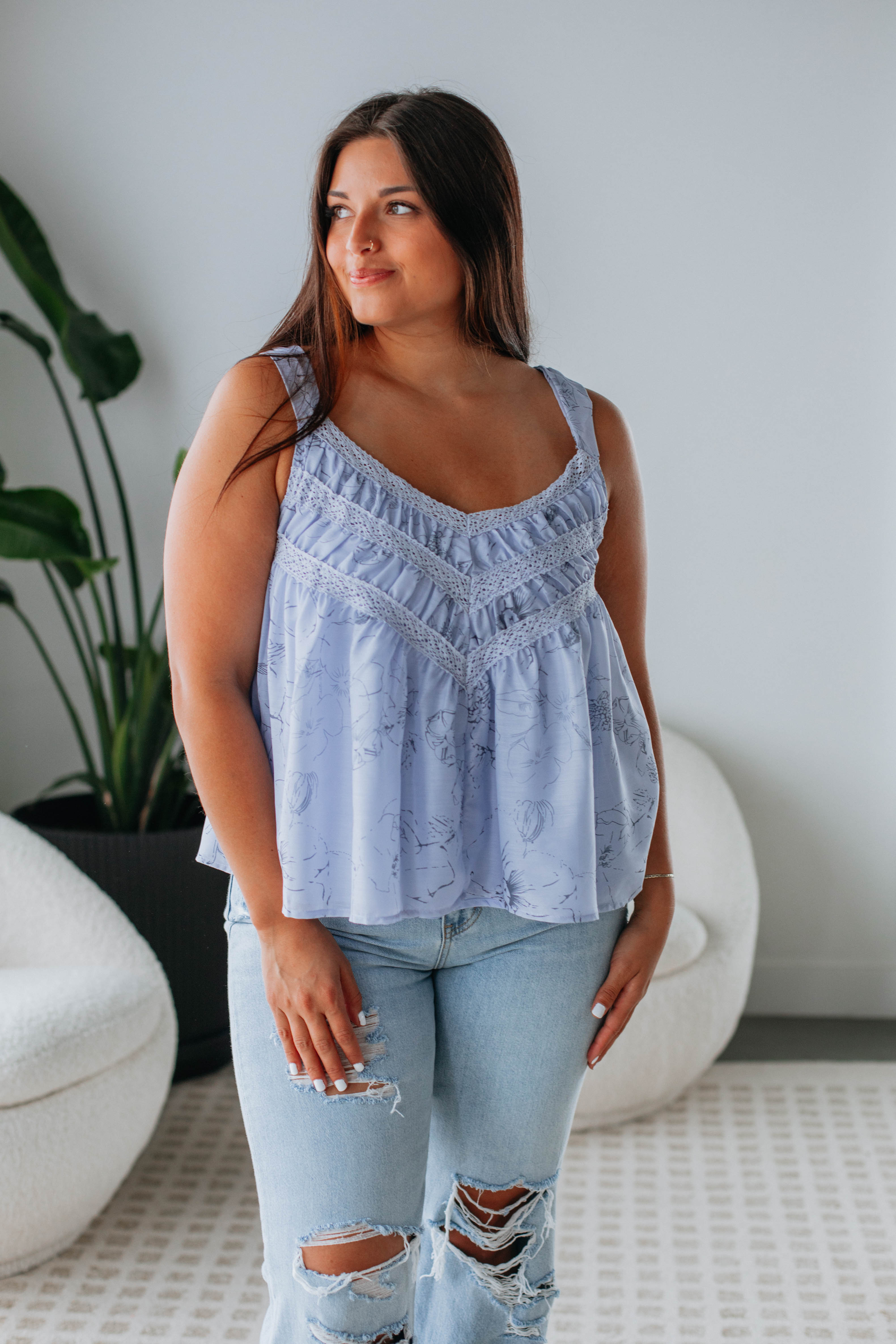 Cecilee Floral Tank Top for Women - Summer Sleeveless Blouse with Floral Print - Perfect for Beach, Vacation & Casual Outings