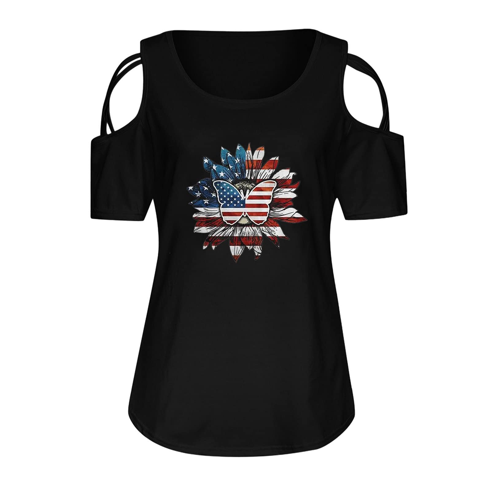 Women's Casual Short Sleeve Loose Tunic Blouse with Flag Print - Perfect for 4th of July Celebrations, Summer Outings & Everyday Wear