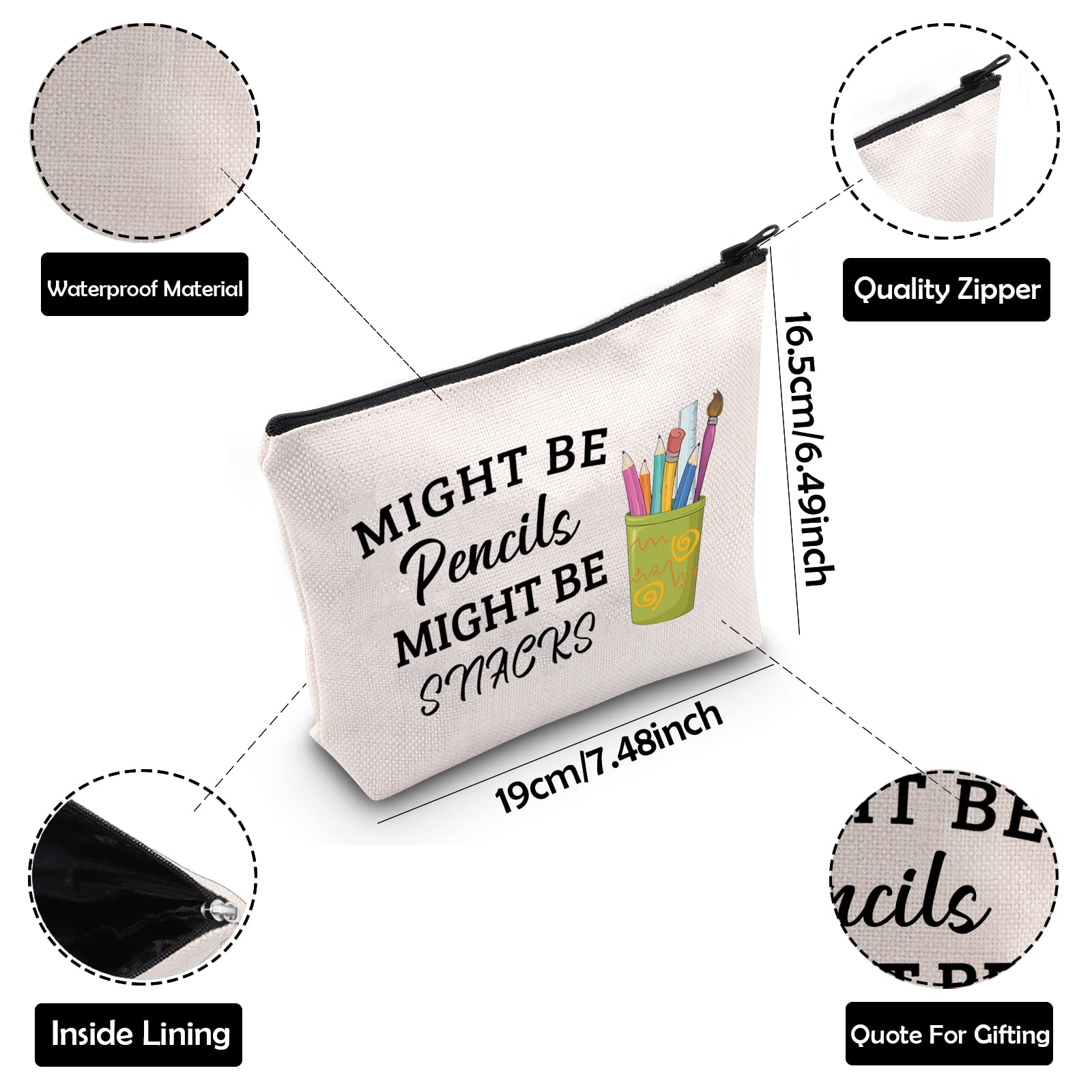 ZJXHPO Counselor Teacher Survival Kit - Pencil & Snacks Zipper Pouch, Makeup Bag for Women - Perfect for School, Work & Travel Essentials
