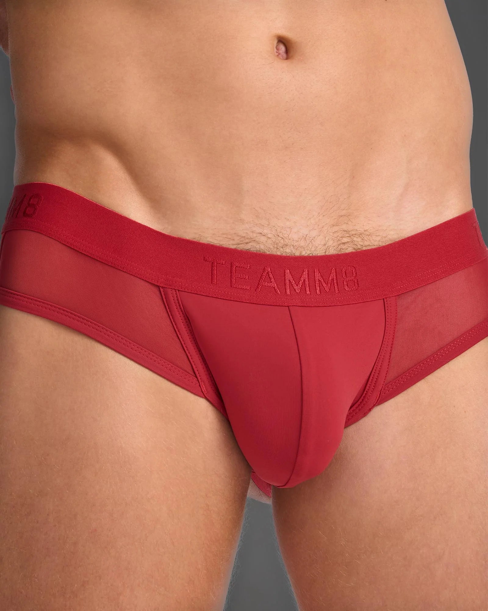 Teamm8 Score Sheer Jockstrap - Breathable Mesh Underwear for Men in Red - Perfect for Sports, Gym & Active Wear