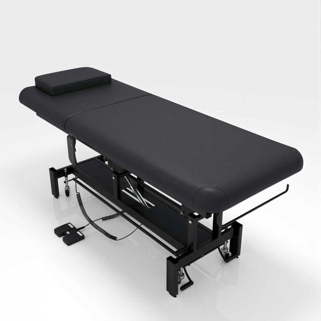 Heavy Duty RMT Electric Treatment & Medical Examination Bed - 1 Motor, Reinforced Thick Frame (Black) | Ideal for Chiropractic Clinics, Physical Therapy & Home Healthcare Use