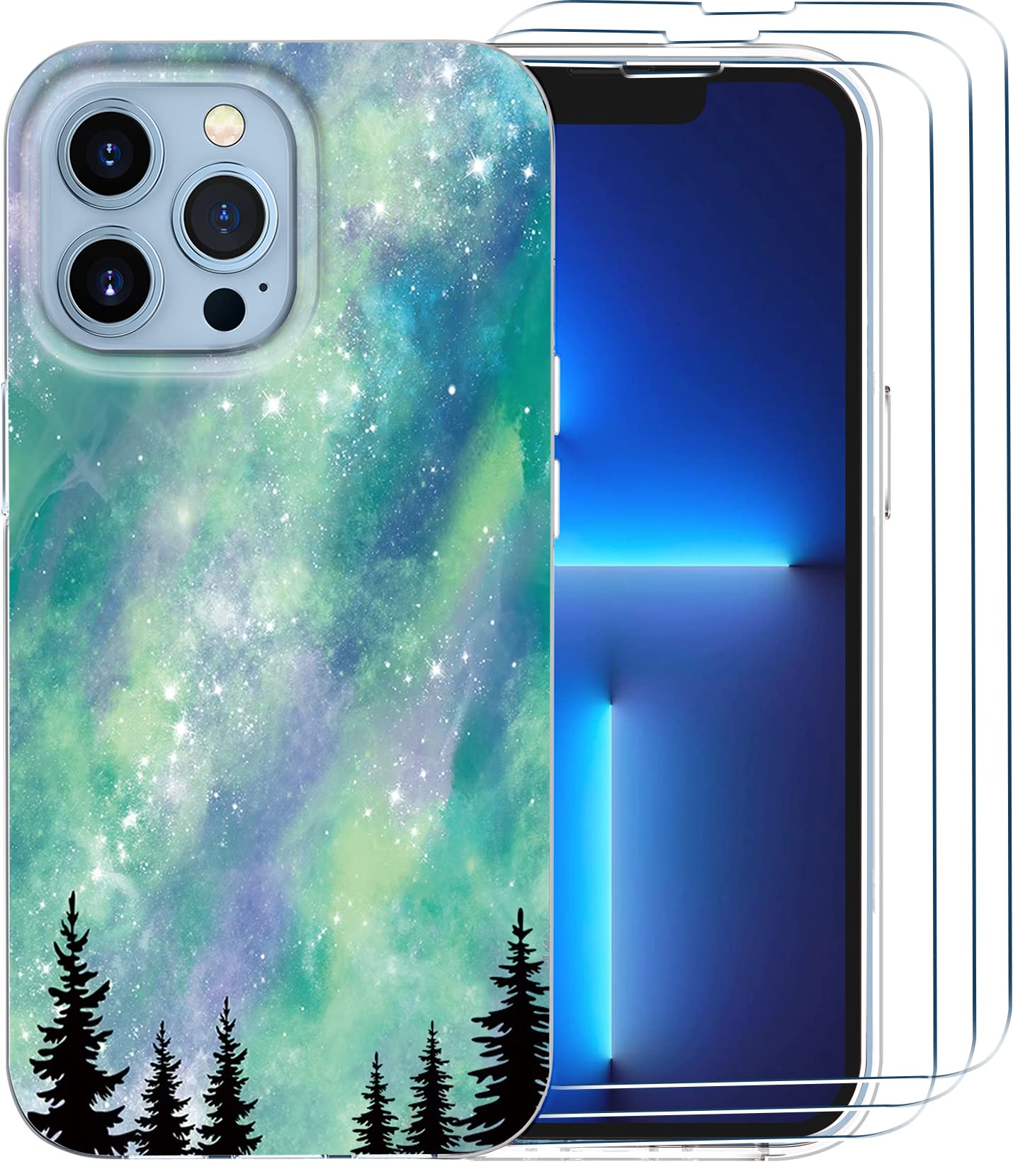 **iPhone 13 Pro Max Case with 3X Tempered Glass Screen Protector – Shockproof Slim Silicone Cover, Marble Cute Design for Women & Men, Clear Bumper Hard Case (6.7 Inch) – Perfect for Daily Use, Travel & Gift Giving**